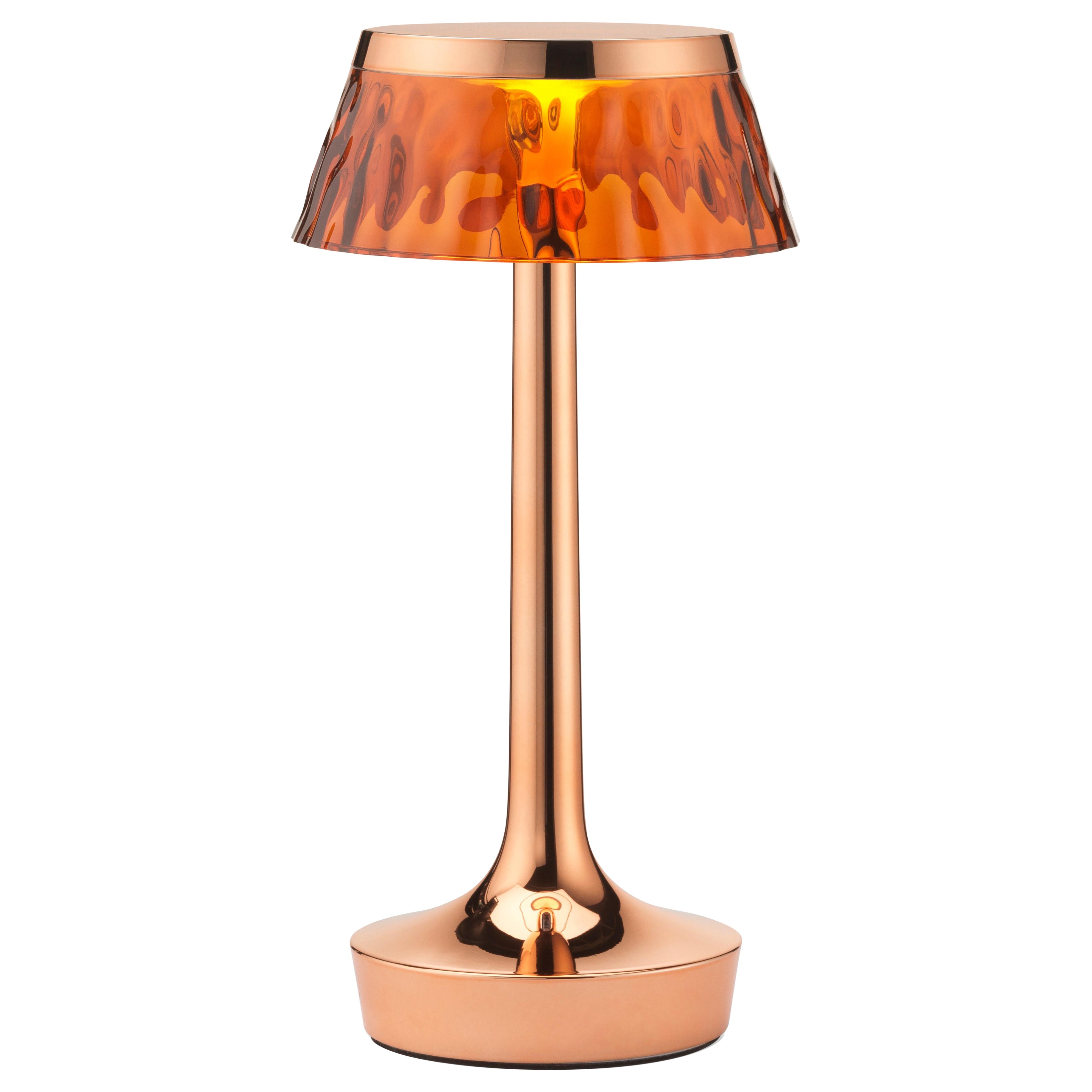Bon Jour Unplugged Table Lamp in Copper & Crown in Amber