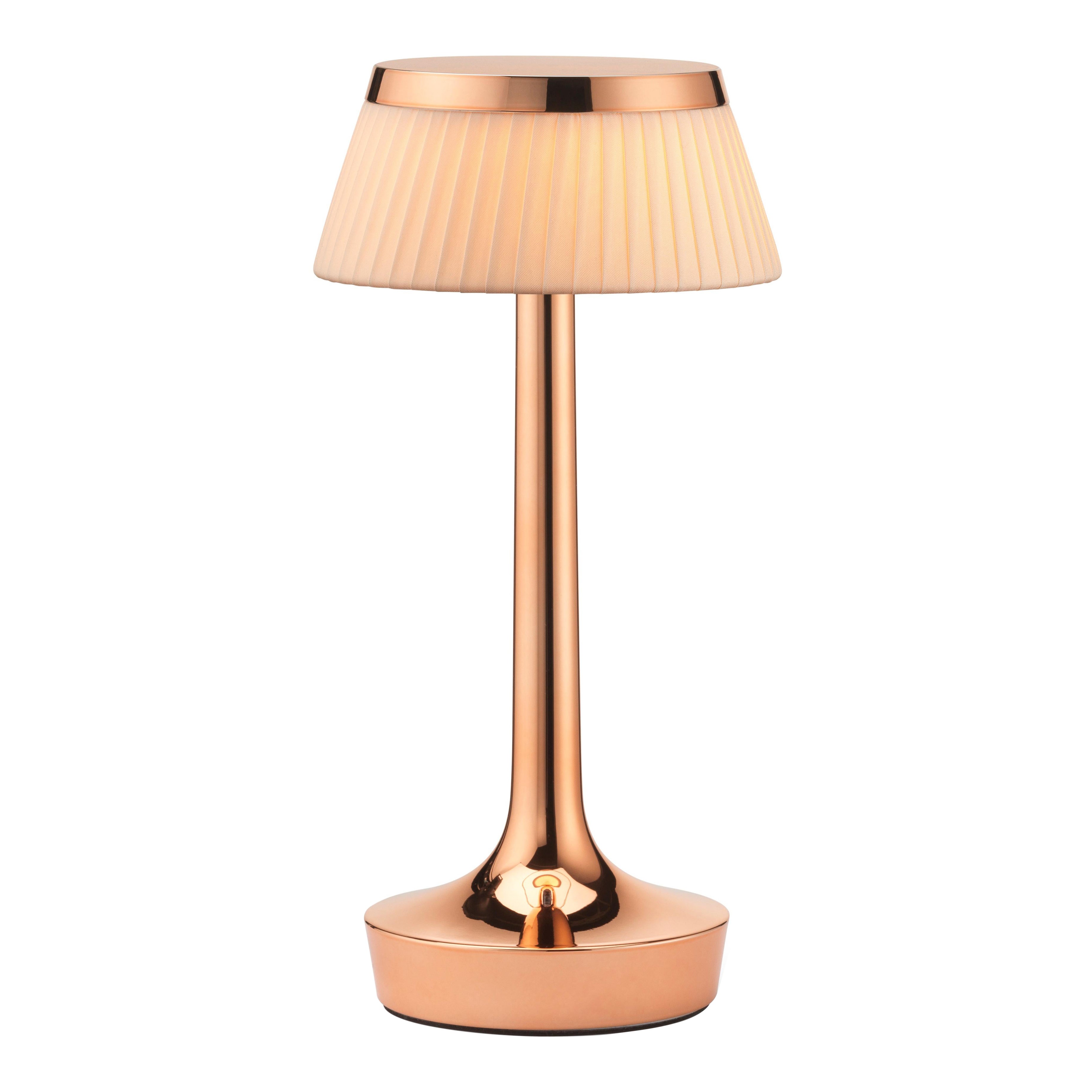 Bon Jour Unplugged Table Lamp in Copper & Crown in Fabric