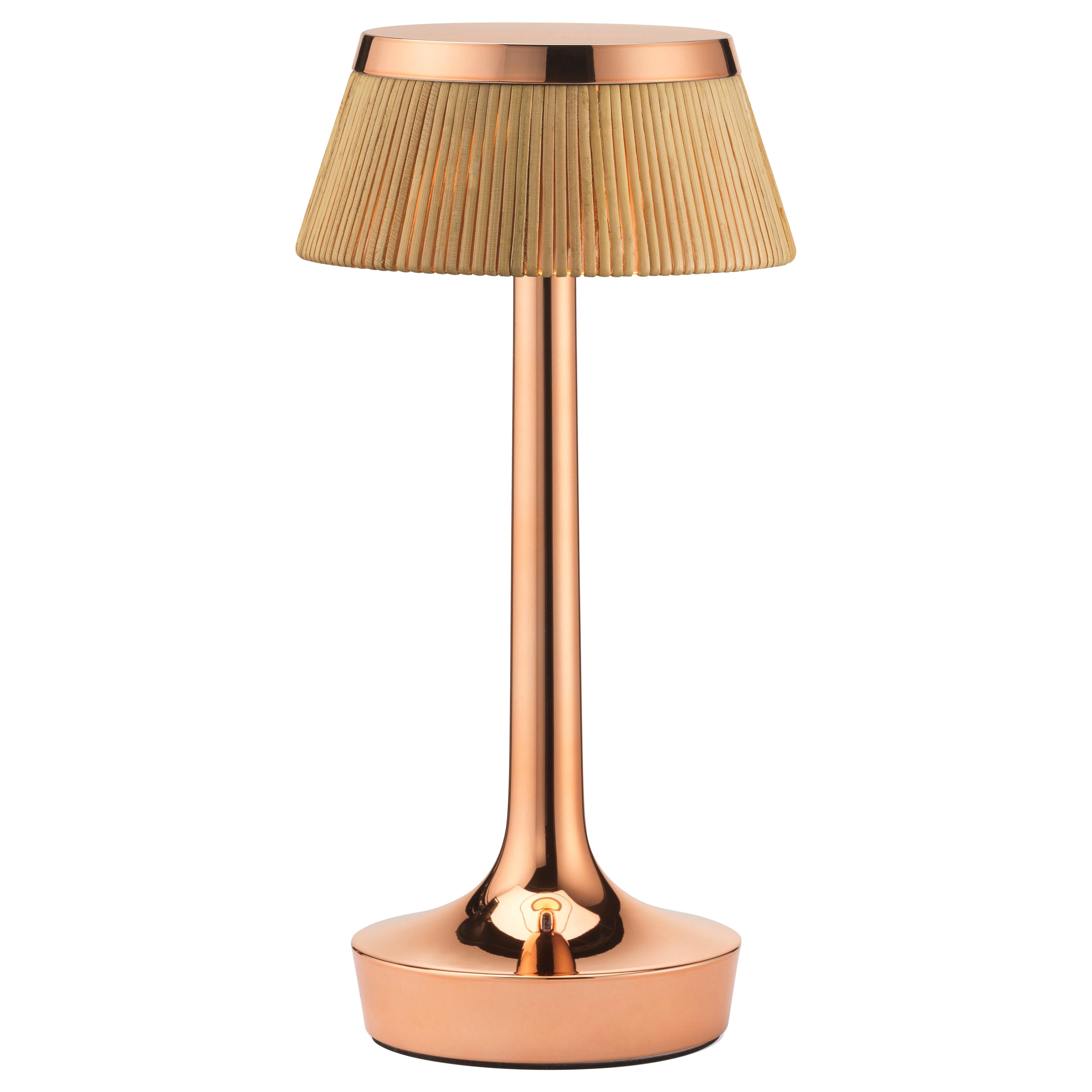 Bon Jour Unplugged Table Lamp in Copper & Crown in Rattan