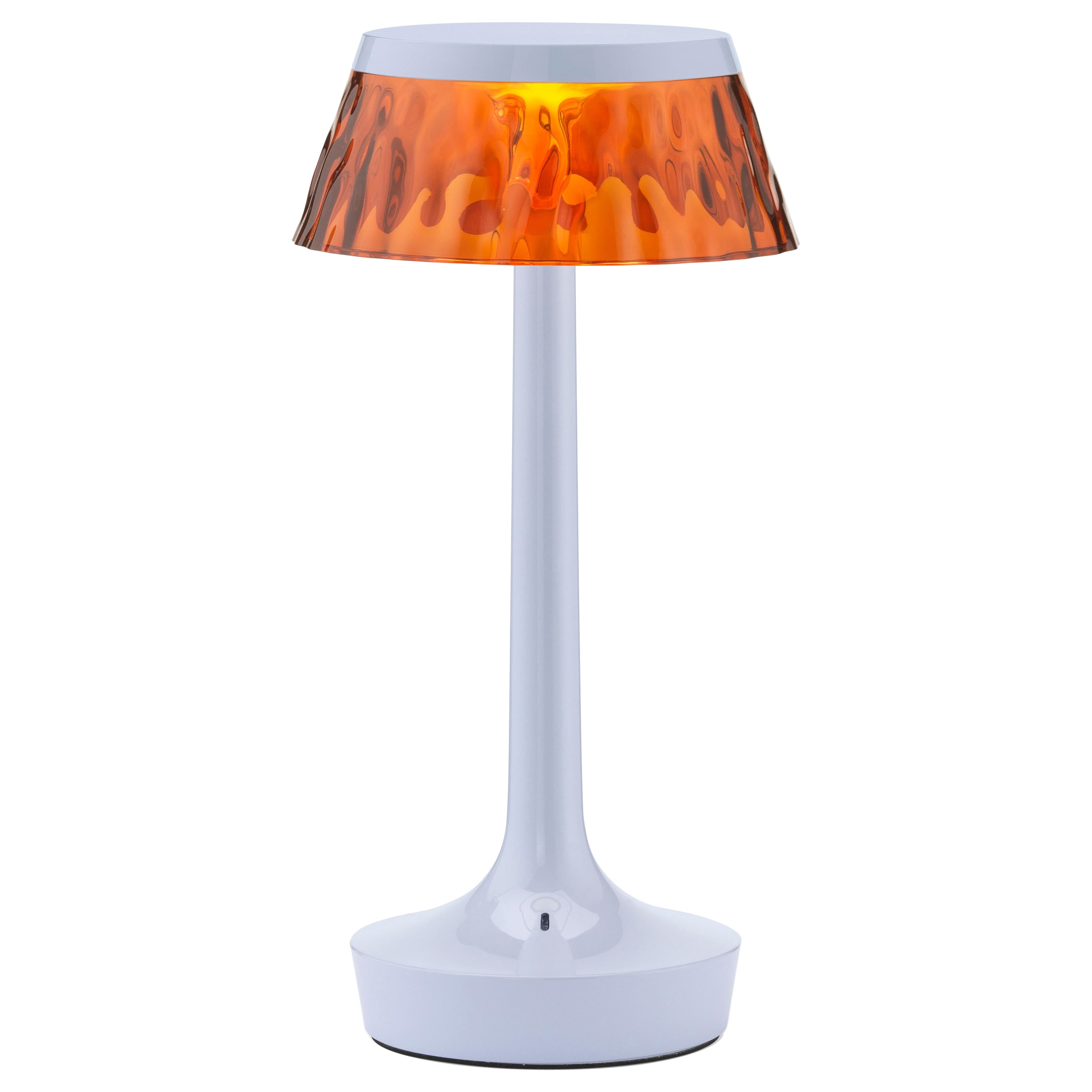 Bon Jour Unplugged Table Lamp in Fade Blue & Crown in Amber For Sale