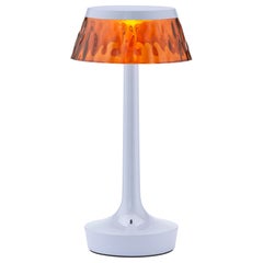 Bon Jour Unplugged Table Lamp in Fade Blue & Crown in Amber