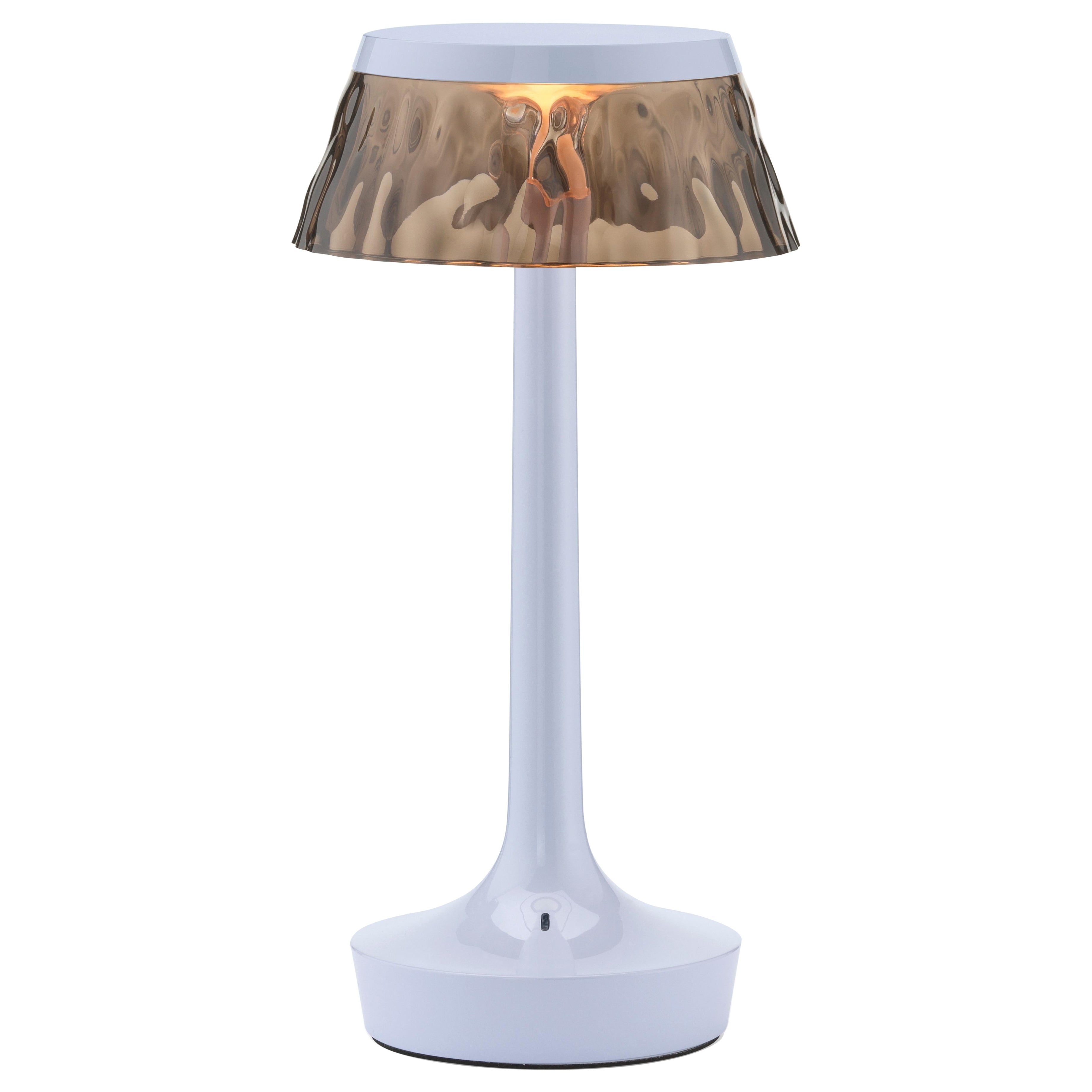 Bon Jour Unplugged Table Lamp in Fade Blue & Crown in Fumee