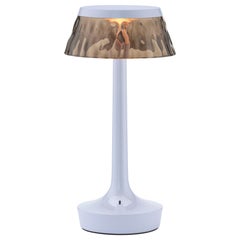 Bon Jour Unplugged Table Lamp in Fade Blue & Crown in Fumee