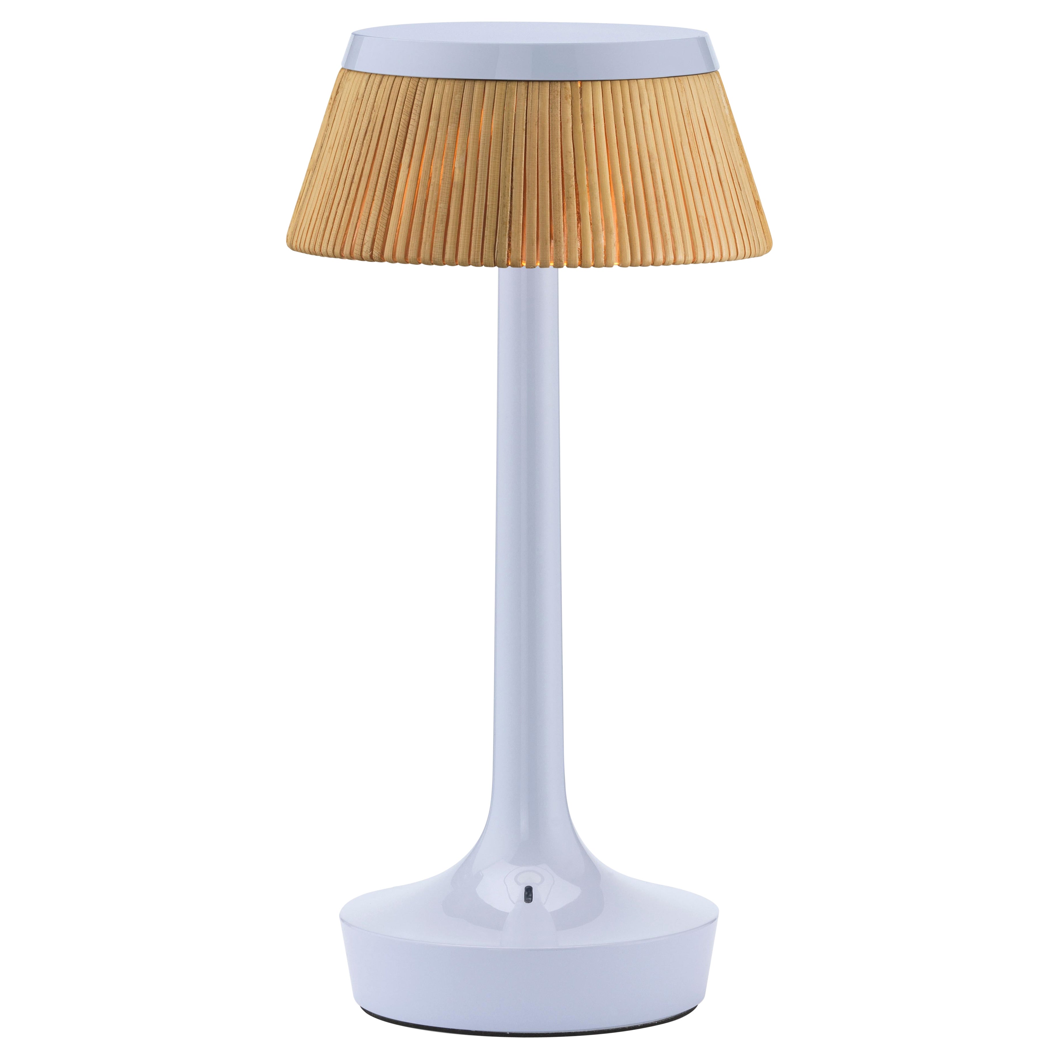 Bon Jour Unplugged Table Lamp in Fade Blue & Crown in Rattan
