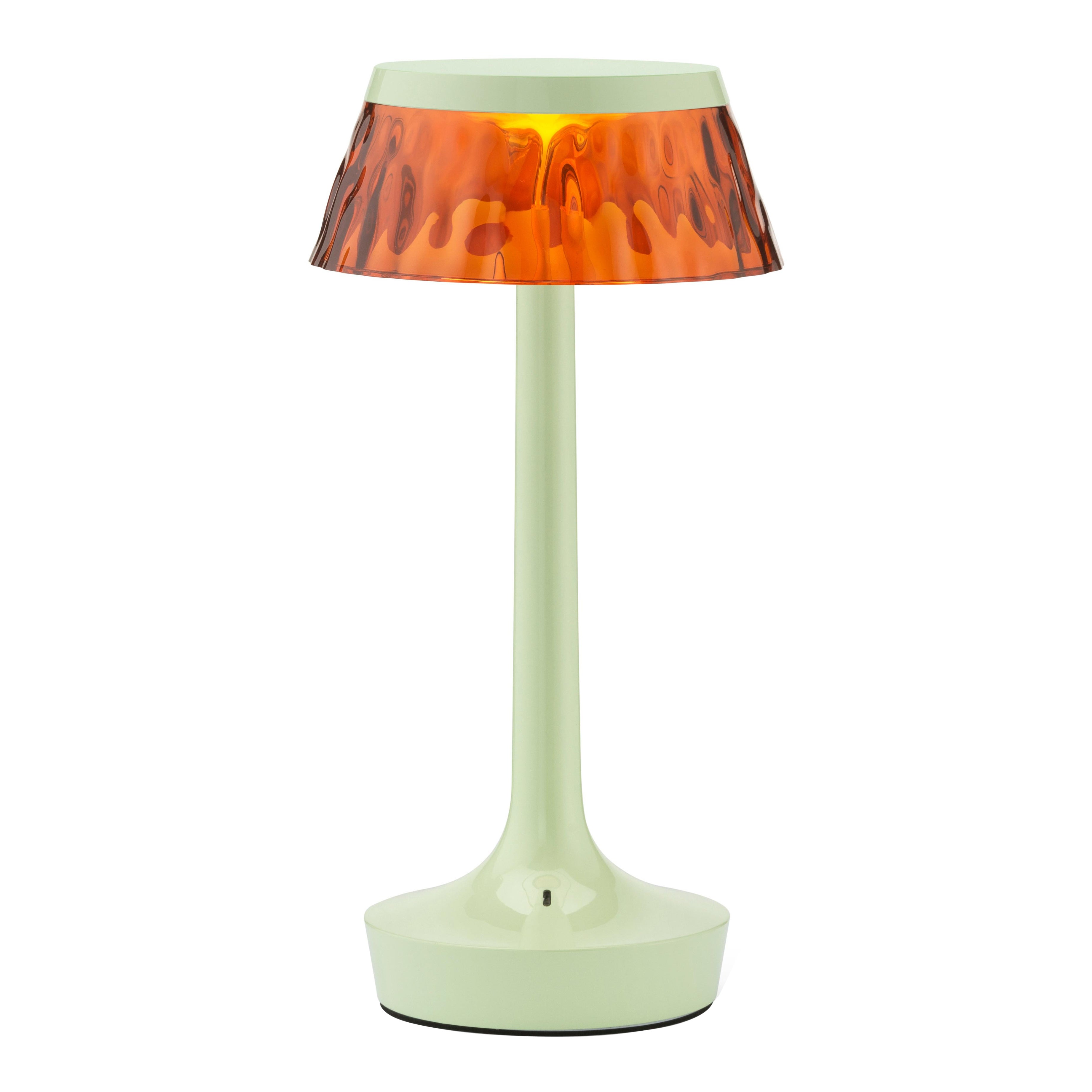 Bon Jour Unplugged Table Lamp in Fresh Mint & Crown in Amber
