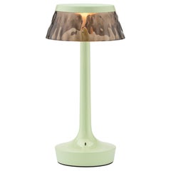 Bon Jour Unplugged Table Lamp in Fresh Mint & Crown in Fumee