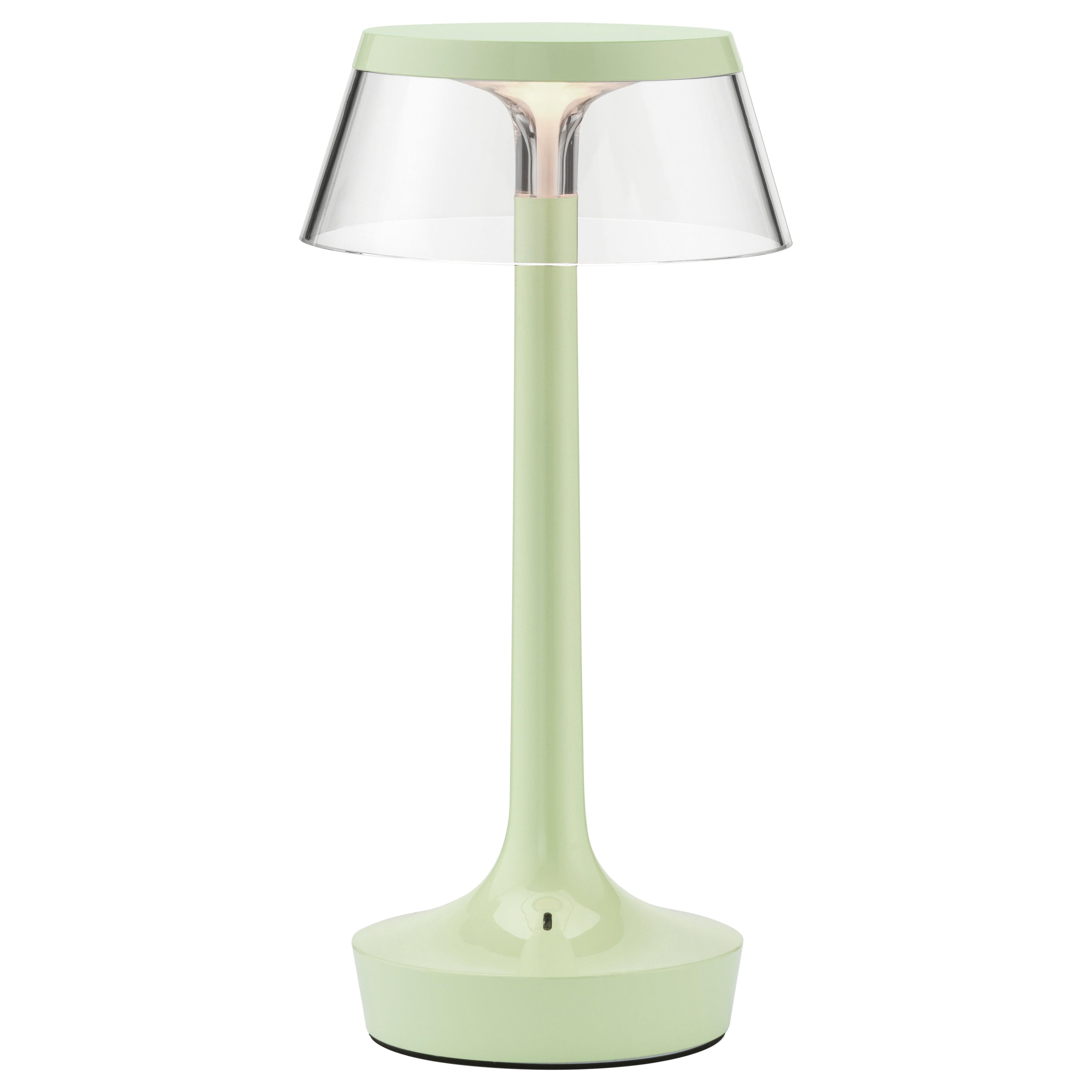 Bon Jour Unplugged Table Lamp in Fresh Mint & Crown in Transaparent