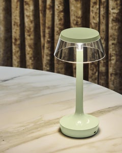 Bon Jour Unplugged Table Lamp in Fresh Mint & Crown in Transparent, 2025