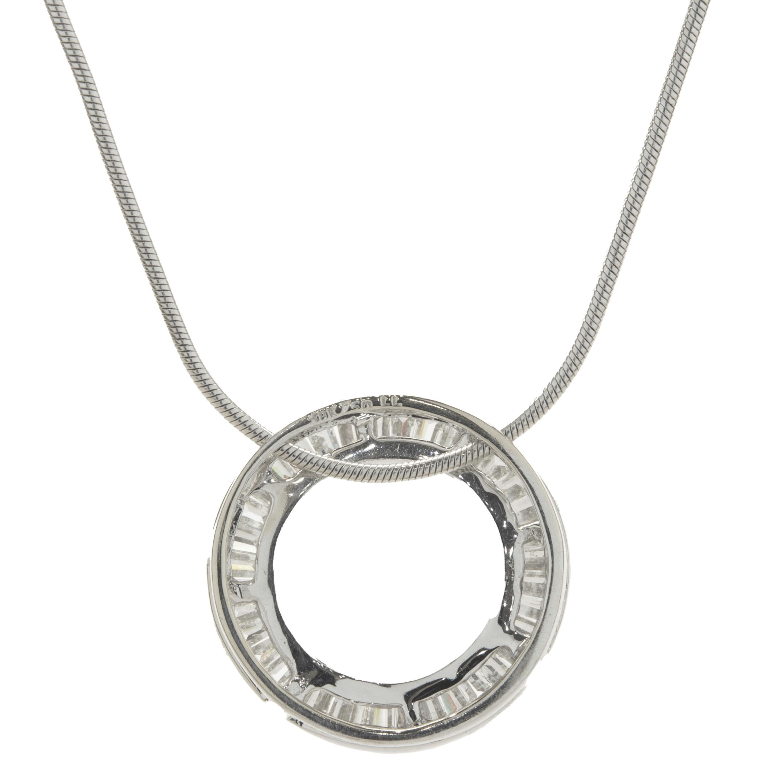 Designer: Bon Levy 
MATERIAL: 18K Weißgold
Diamant: Baguetteschliff = 1,00cttw
Farbe: G 
Klarheit: SI1
Gewicht: 8,45 Gramm
Messung: Halskette misst 18-Zoll in der Länge