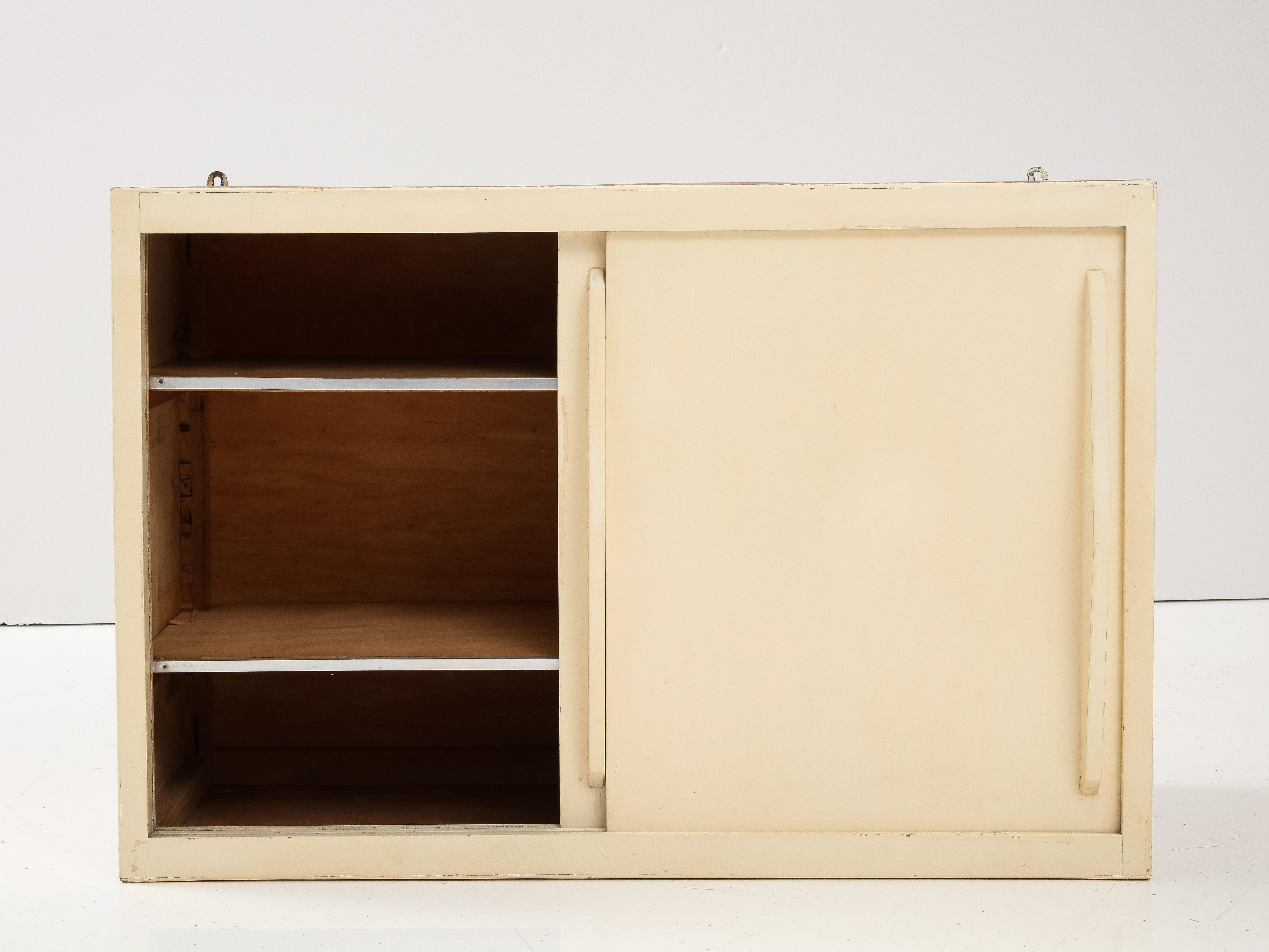 Bon Marché Off-White Modern Corbusier Prouvé Style Wall Cabinets, France, 1950's In Good Condition In Brooklyn, NY