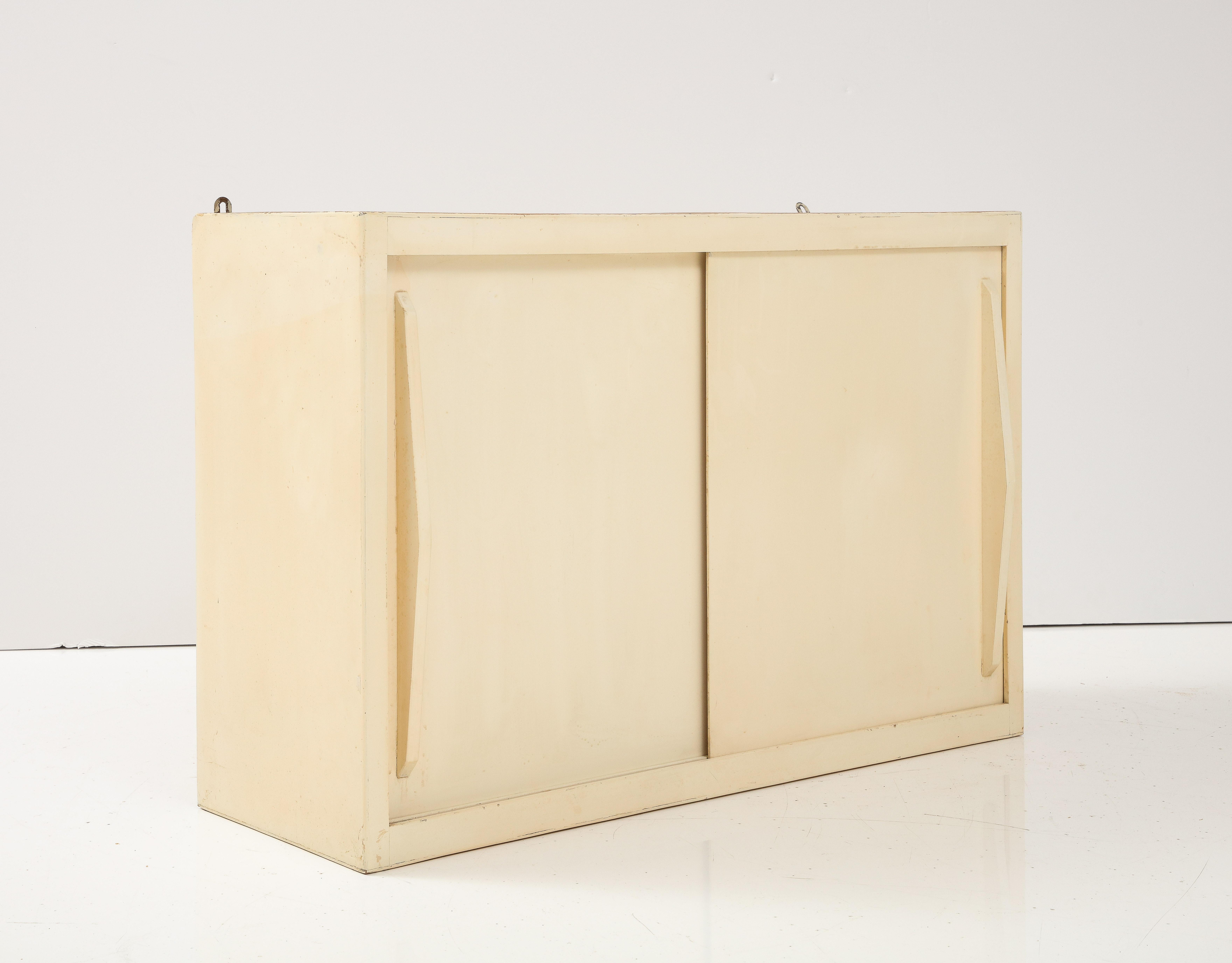 Wood Bon Marché Off-White Modern Corbusier Prouvé Style Wall Cabinets, France, 1950's