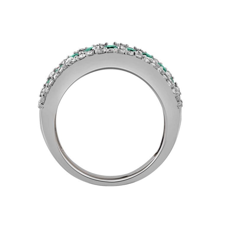 Classical Greek Bon ton ring white gold brilliant emeralds For Sale