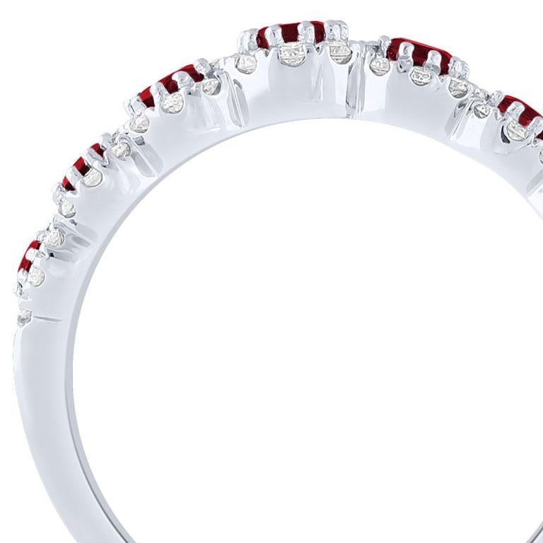 Contemporary Bon ton ring white gold rubies For Sale