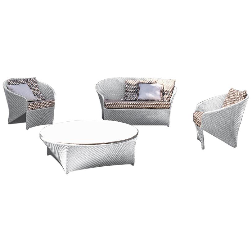 Bonacina 1889 Marine Outdoor Coffee Table with White Solid Top Tito Agnoli, 2007 For Sale