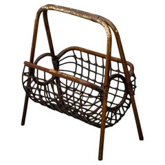 Porte-revues italien moderne du milieu du siècle dernier, Bonacina, bambou, bois, années 1960