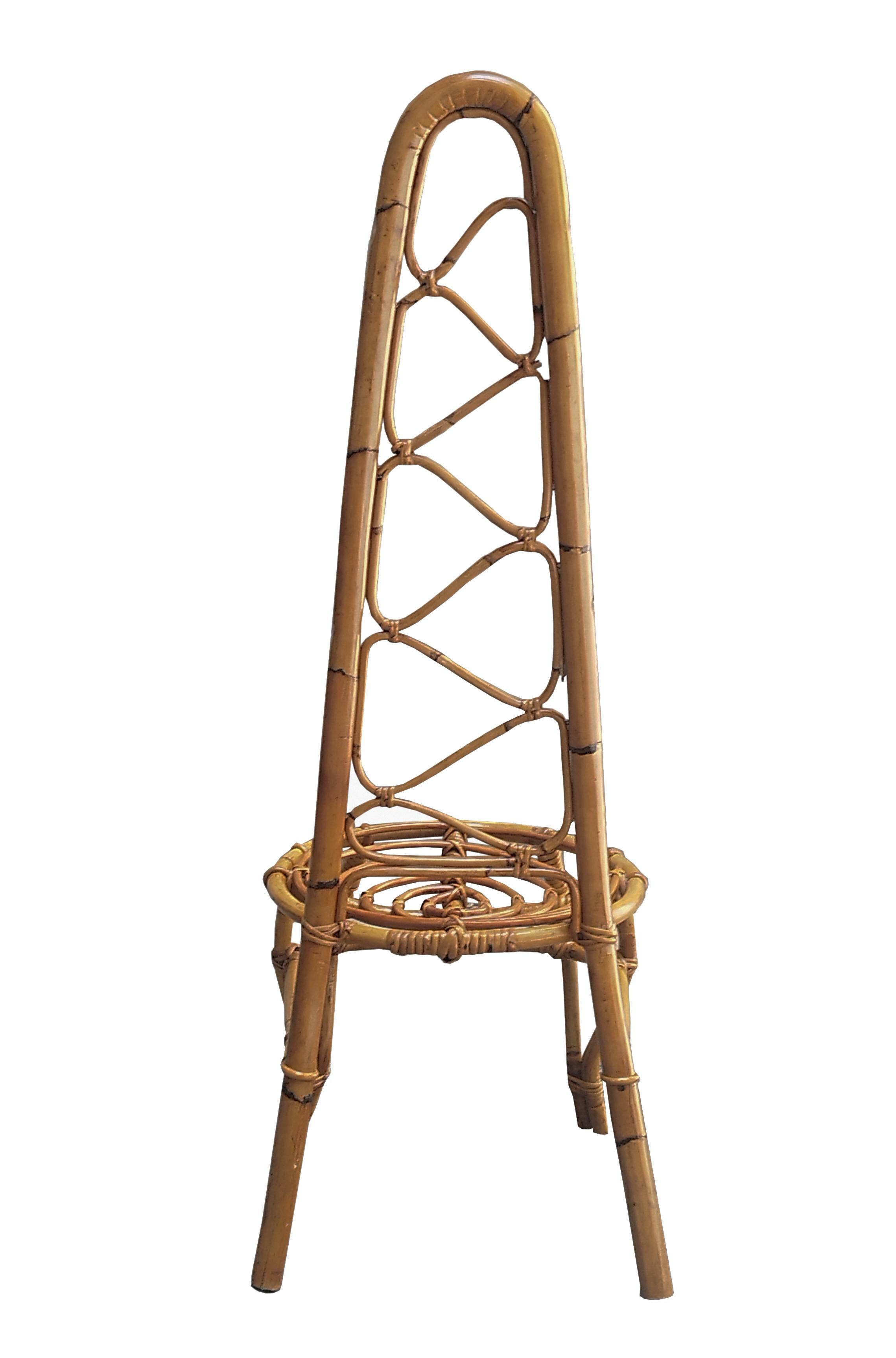 Sedia con schienale alto in rattan e bambù, Italia, anni '60 In condizioni buone in vendita a Naples, IT