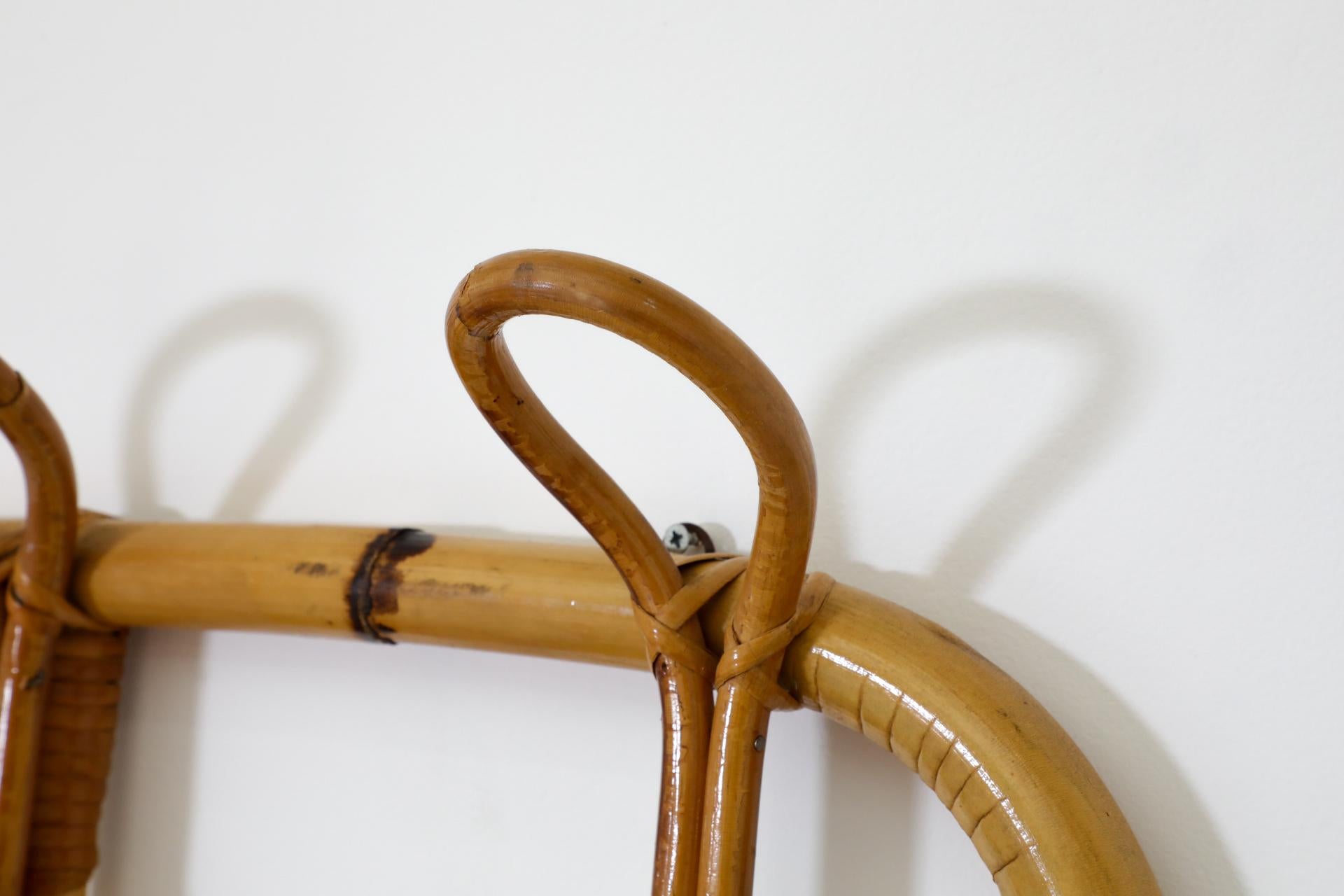 Appendiabiti da parete in bambù con ganci, anni '60, di ispirazione italiana, Franco Albini in vendita 4