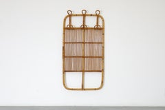 Franco Albini Inspired Italian Bamboo Wall Mount Coat Rack with Hooks, 1960's