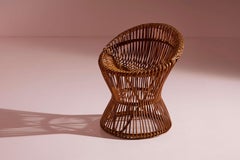 Sergio Asti Hocker aus Bambus und Schilfrohr Modell BCu 1 für Bonacina , Italien, 1960er Jahre