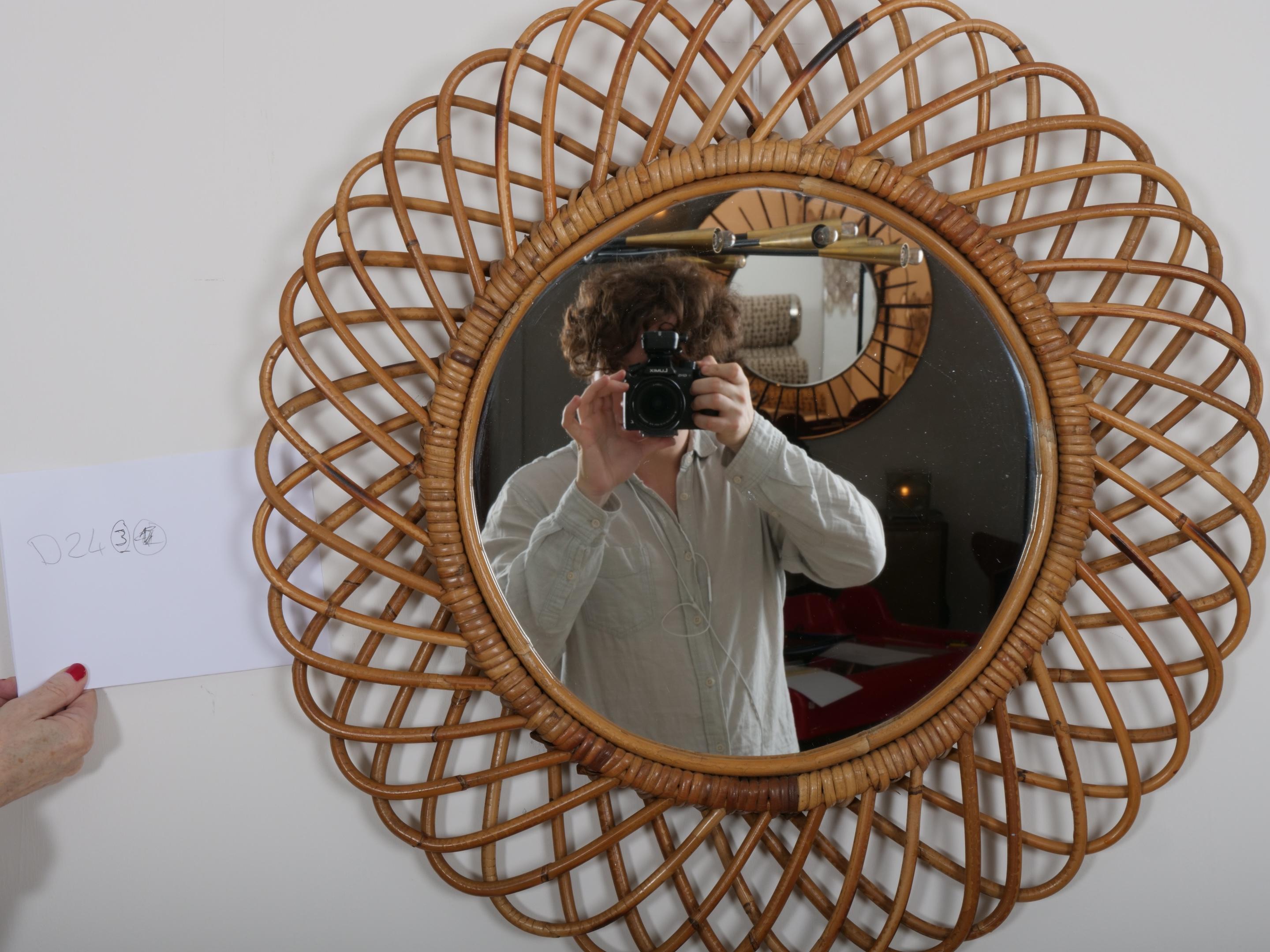 Mid-20th Century Cane work circular mirror. For Sale