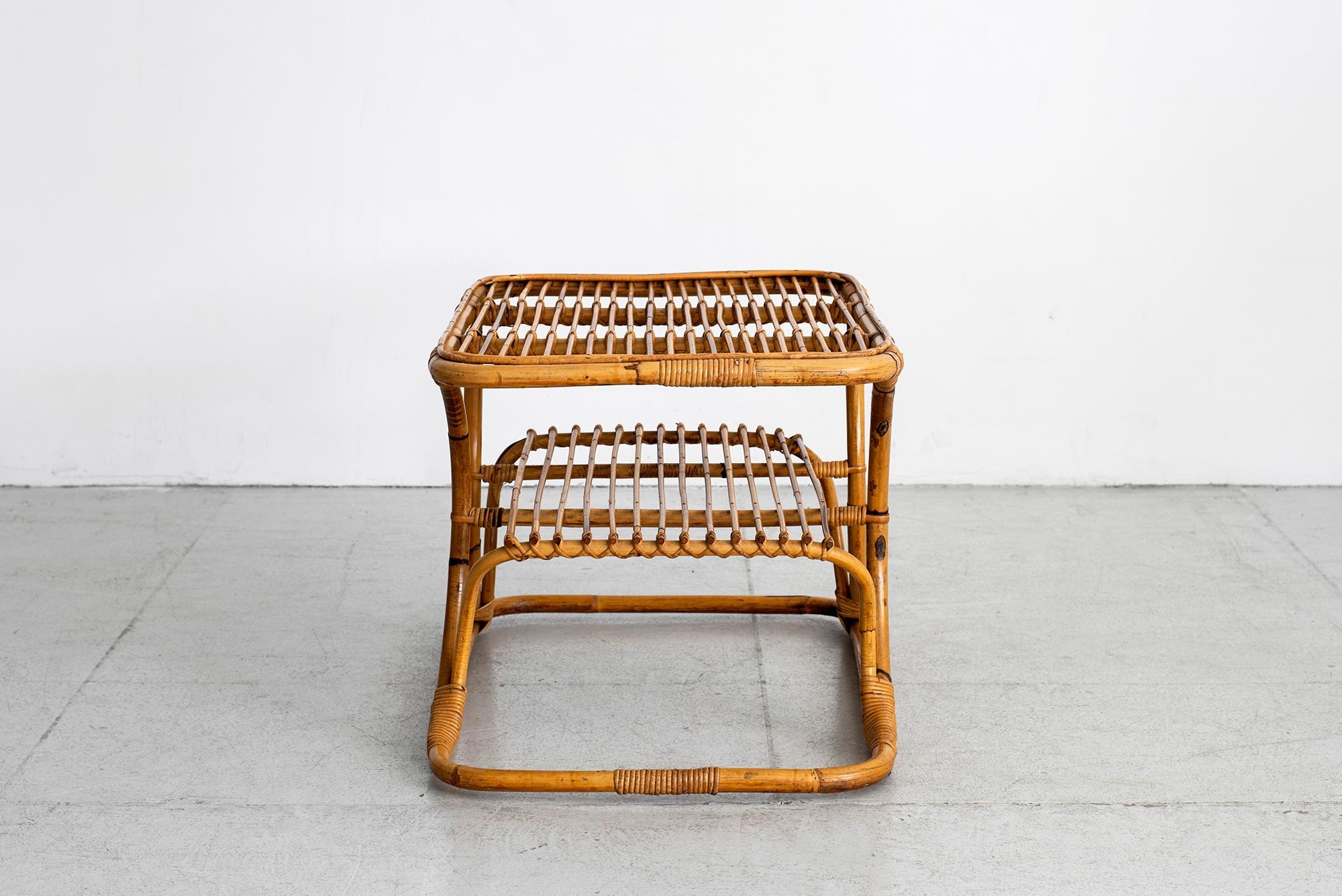 Vintage Italian Rattan Coffee Table In Good Condition In Beverly Hills, CA