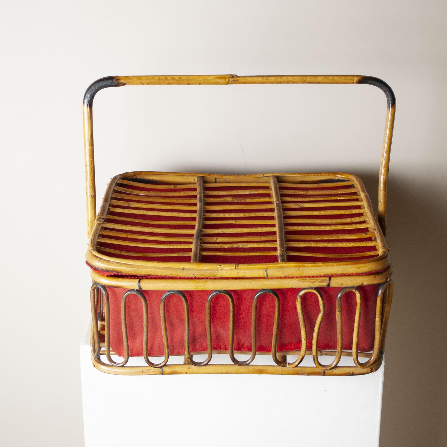 Mid-Century Modern Bonacina in the Style Picnic Cutlery Holder from the 1960s For Sale