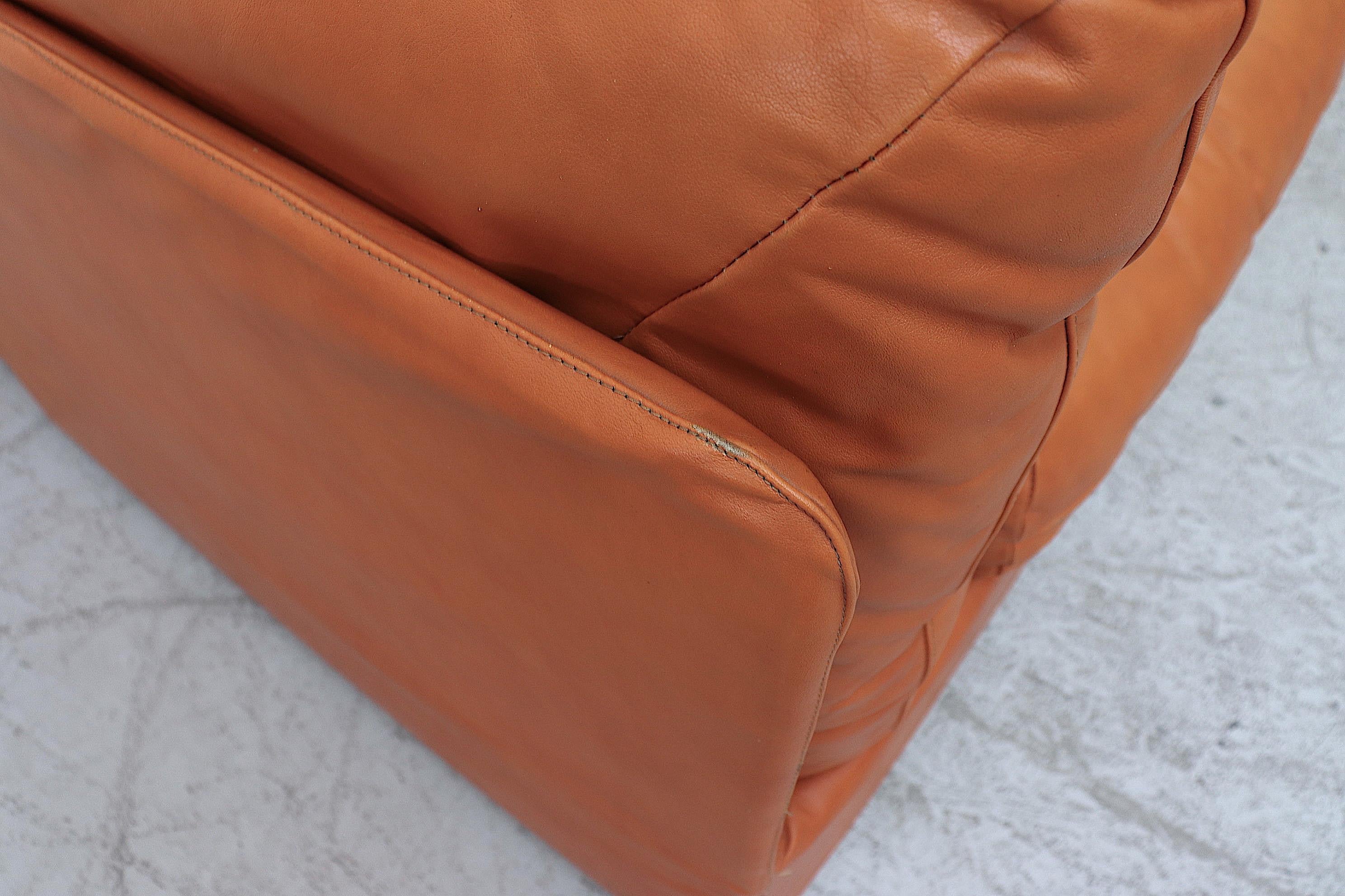 Bonacina Italian Orange Leather Sectional Sofa 3