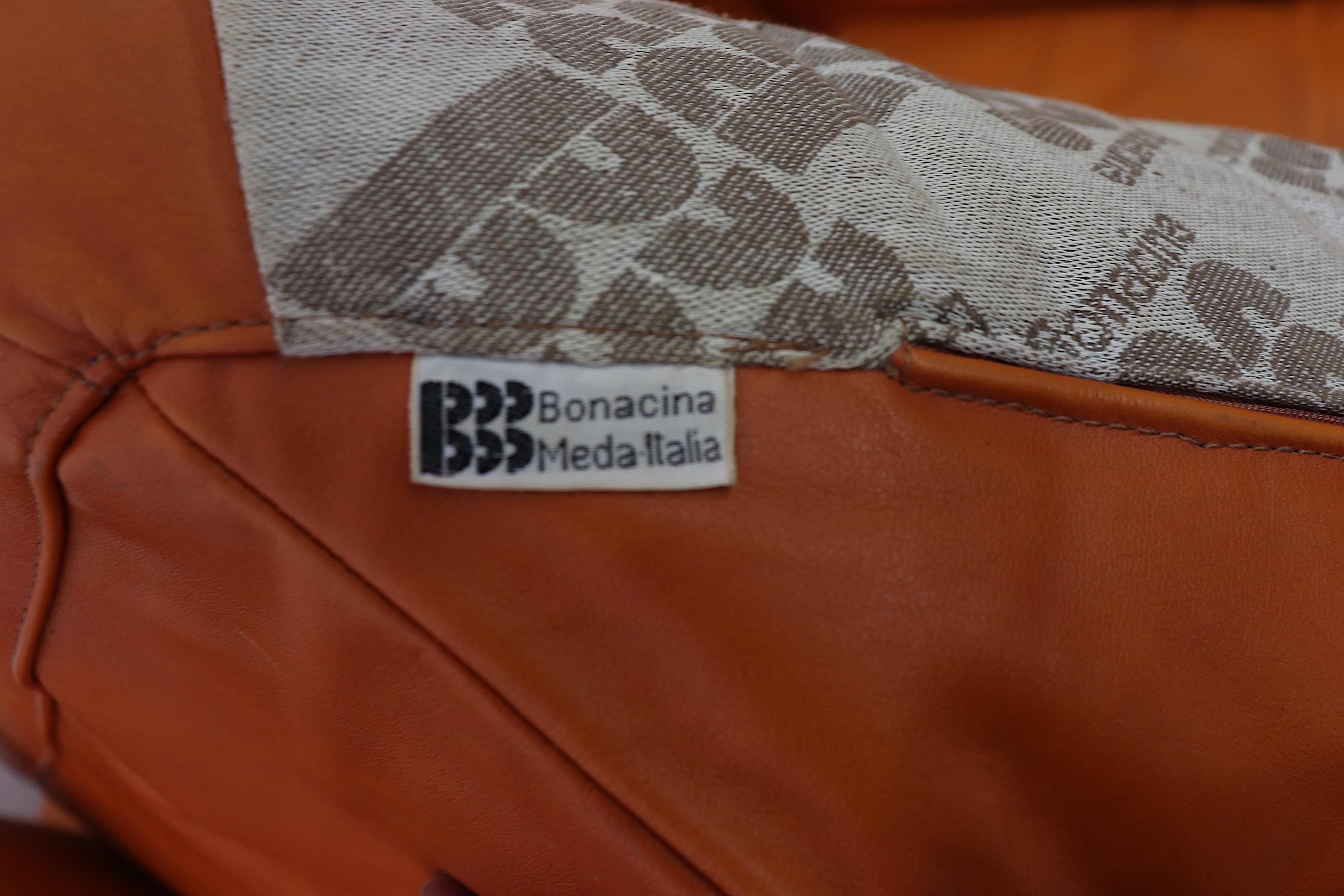 Bonacina Italian Orange Leather Sectional Sofa 6