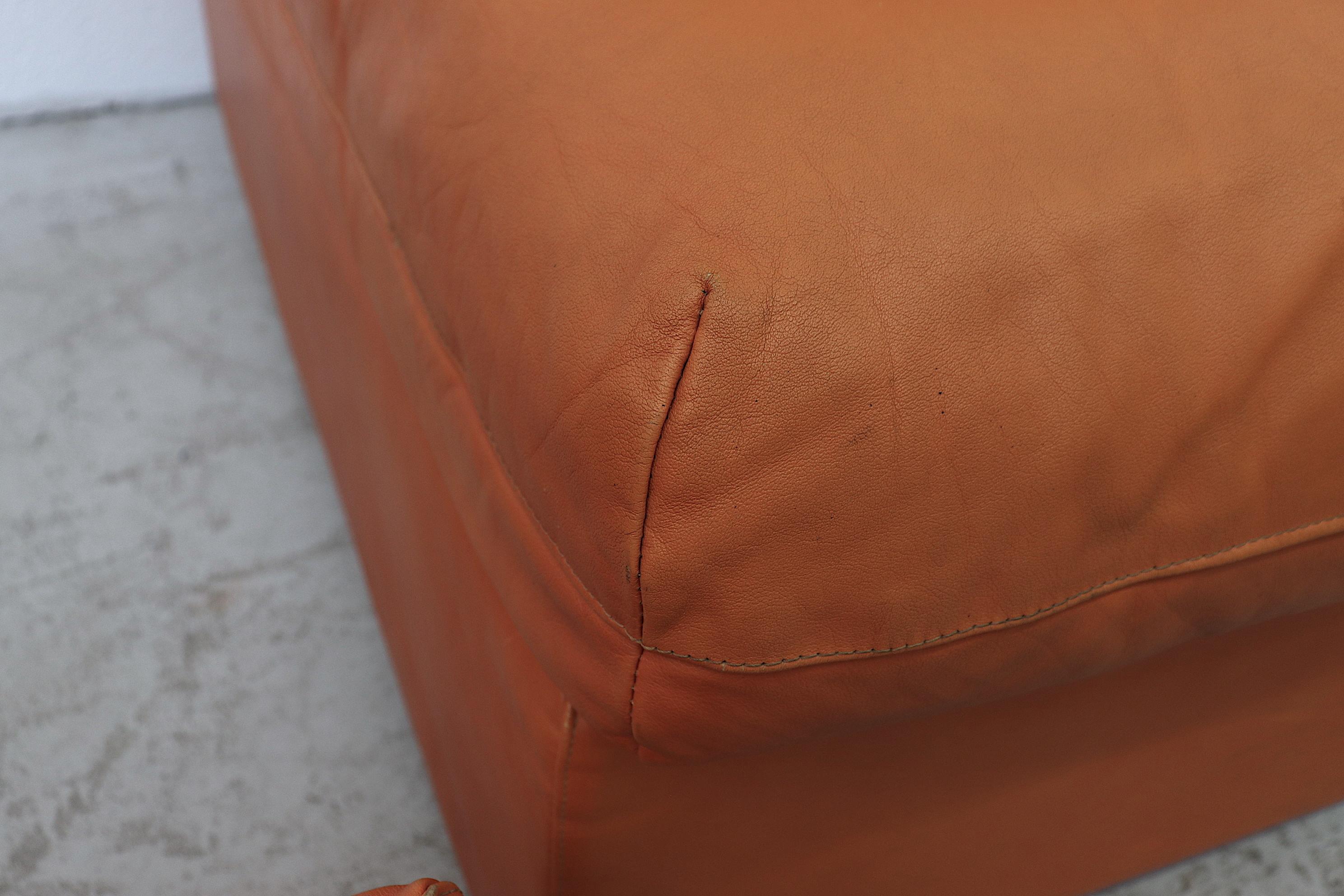 Bonacina Italian Orange Leather Sectional Sofa 8