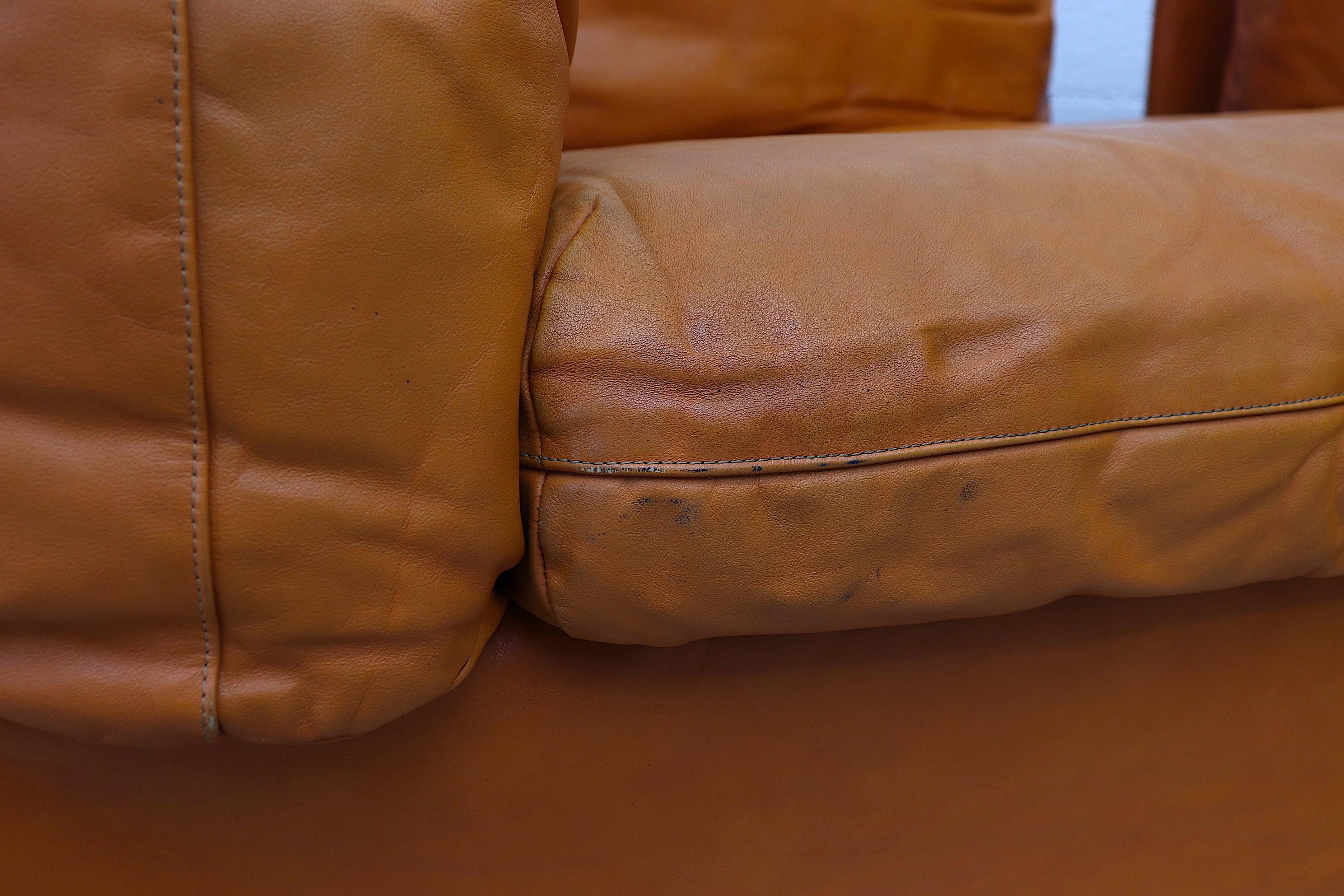 Bonacina Italian Orange Leather Sectional Sofa 9
