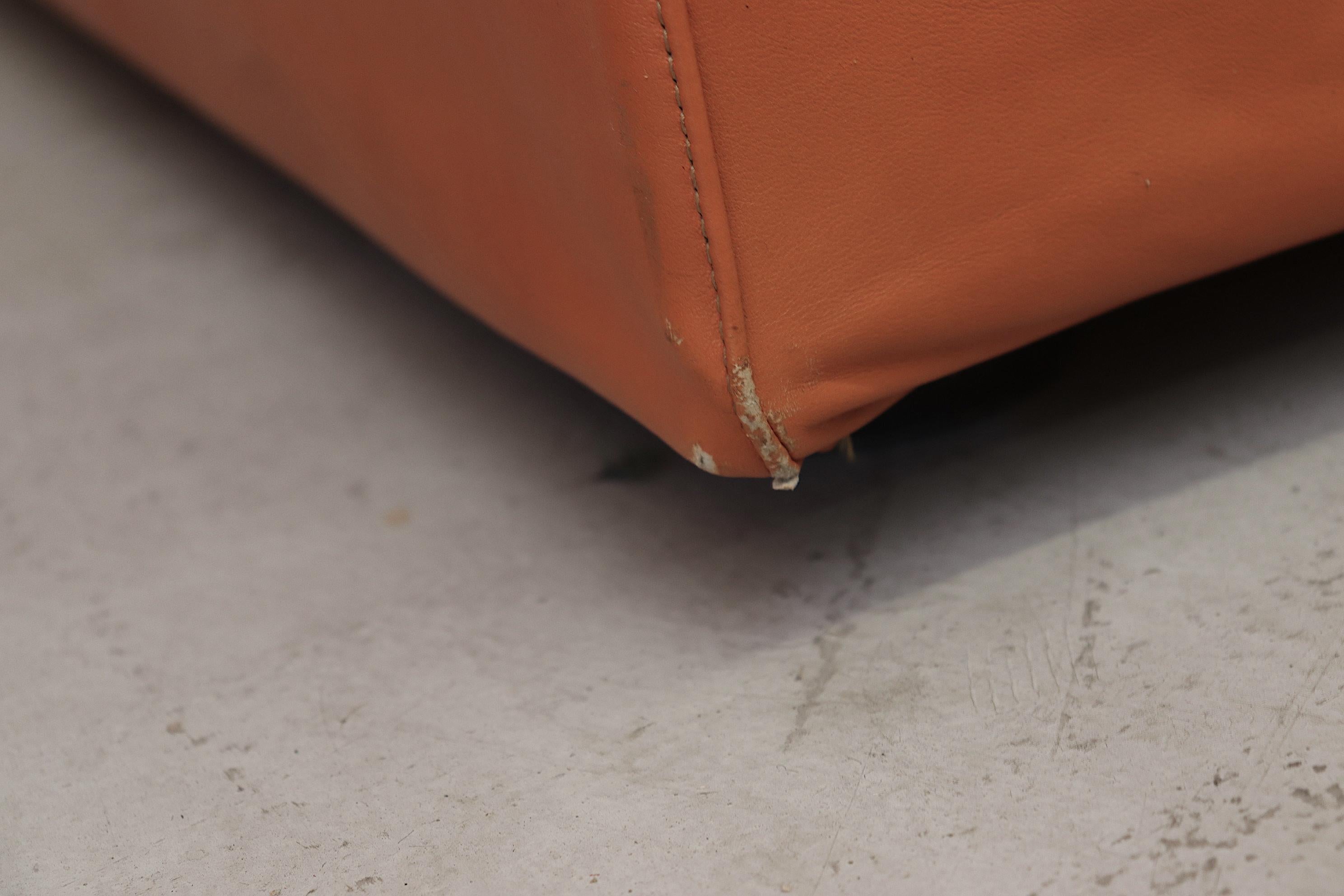 Bonacina Italian Orange Leather Sectional Sofa 10