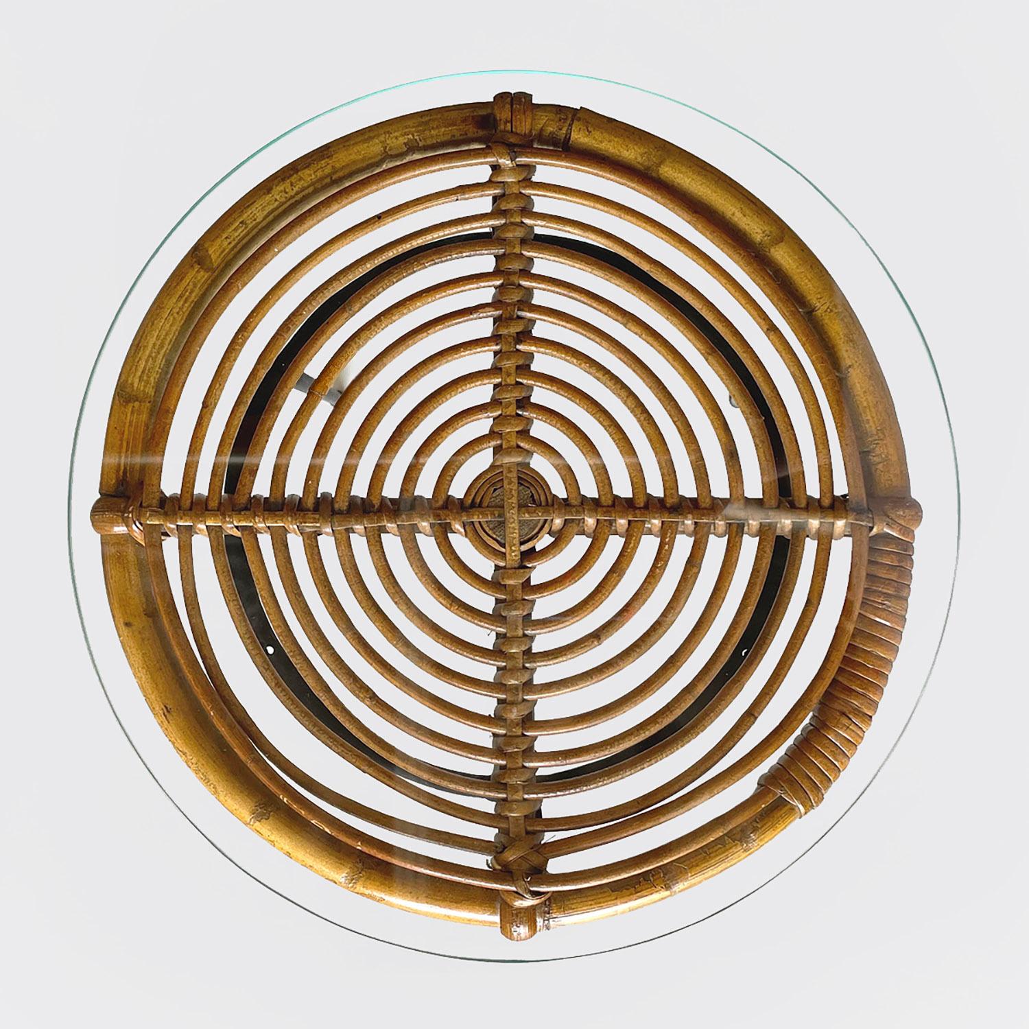 Bonacina Italian Rattan Spiral Side Table  For Sale 2