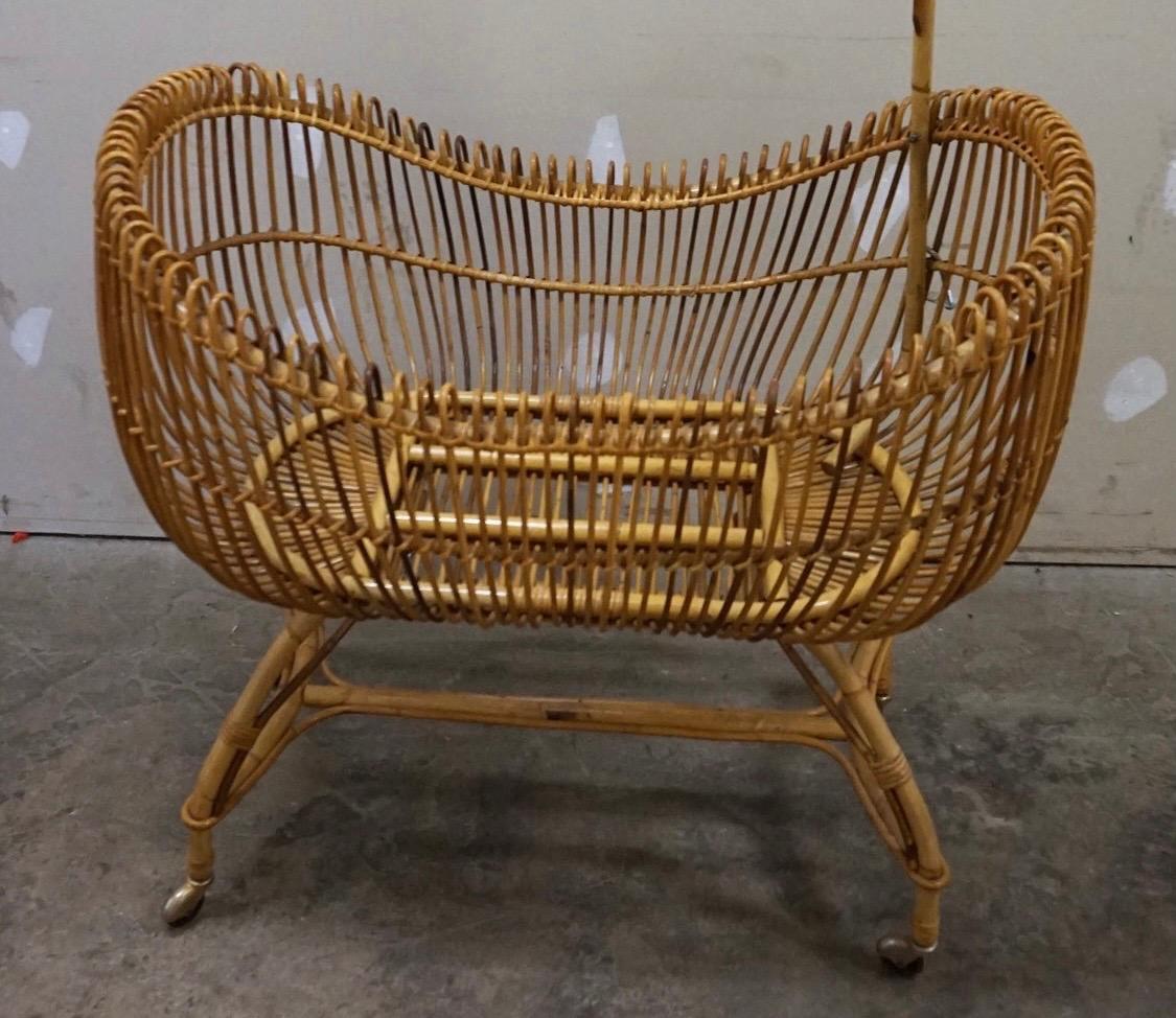 Italian Mid-Century Modern Bamboo Cradle, 1950s 6