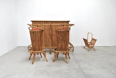 Bonacina Midcentury Italian Tiki Bar with 2 Stools, 1960s