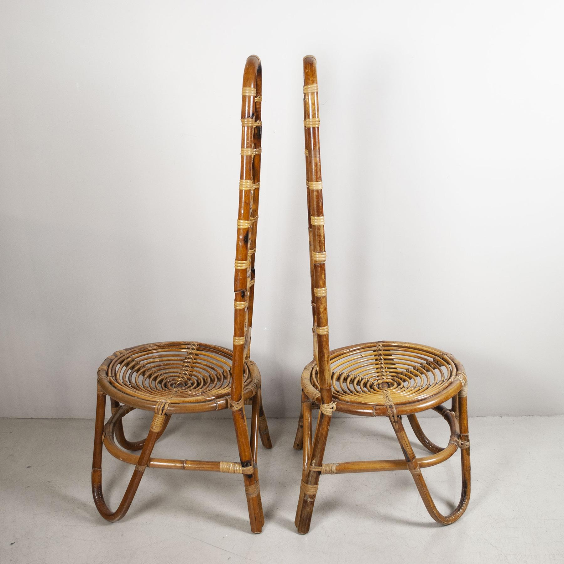 Mid-Century Modern Bonacina pair of Bamboo Fireplace Chairs
