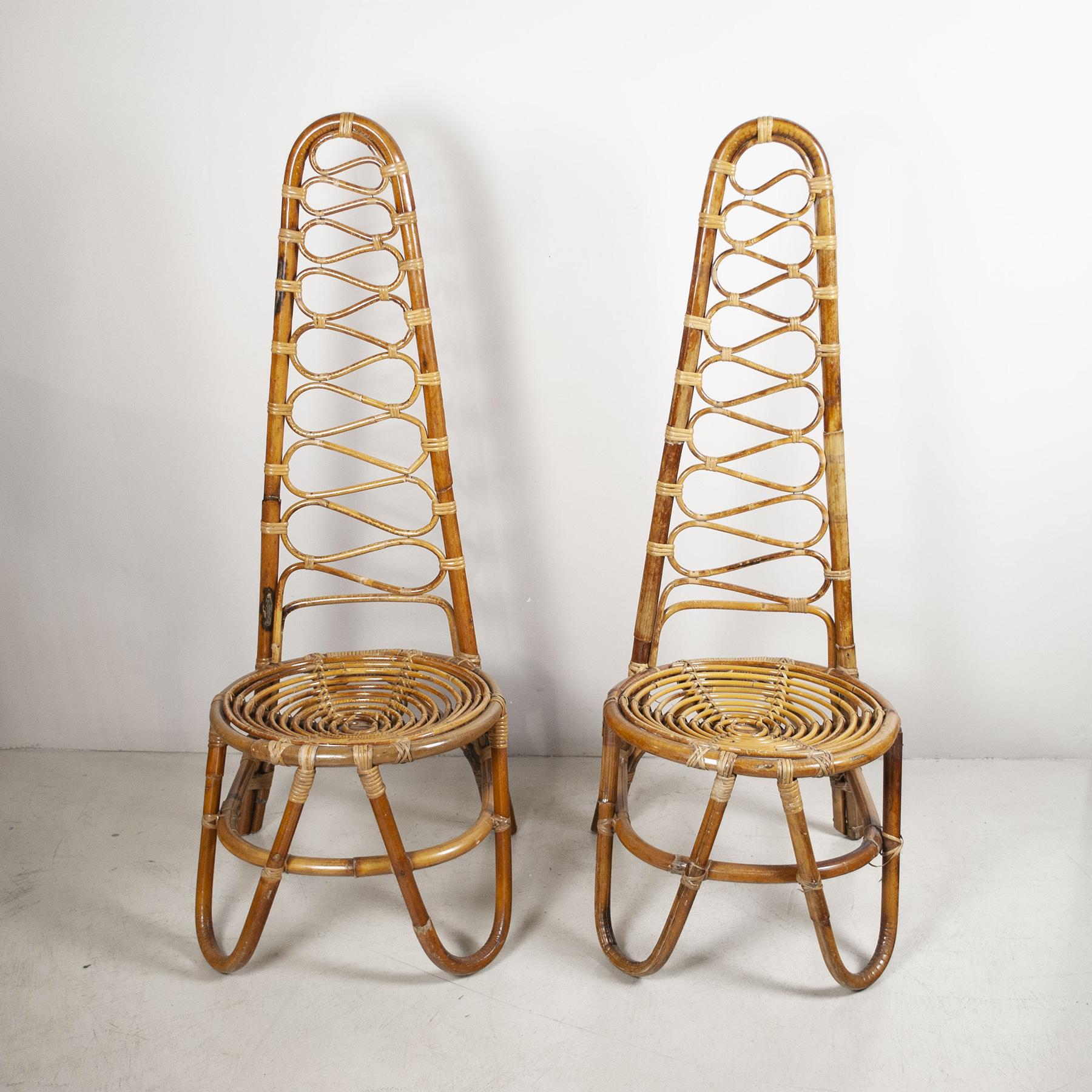 Bonacina pair of Bamboo Fireplace Chairs 1