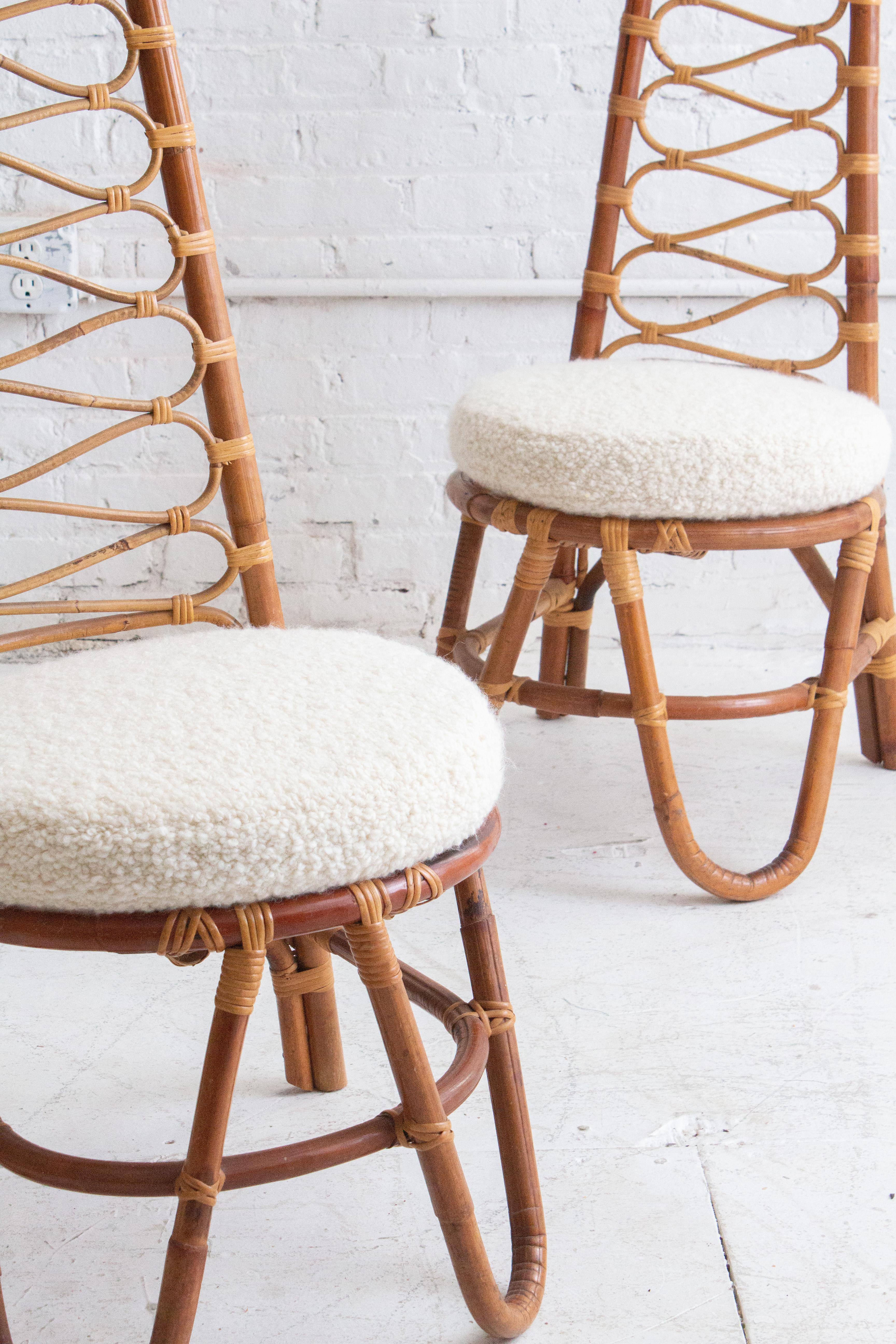 Rattan High Back Chairs - a Pair 8