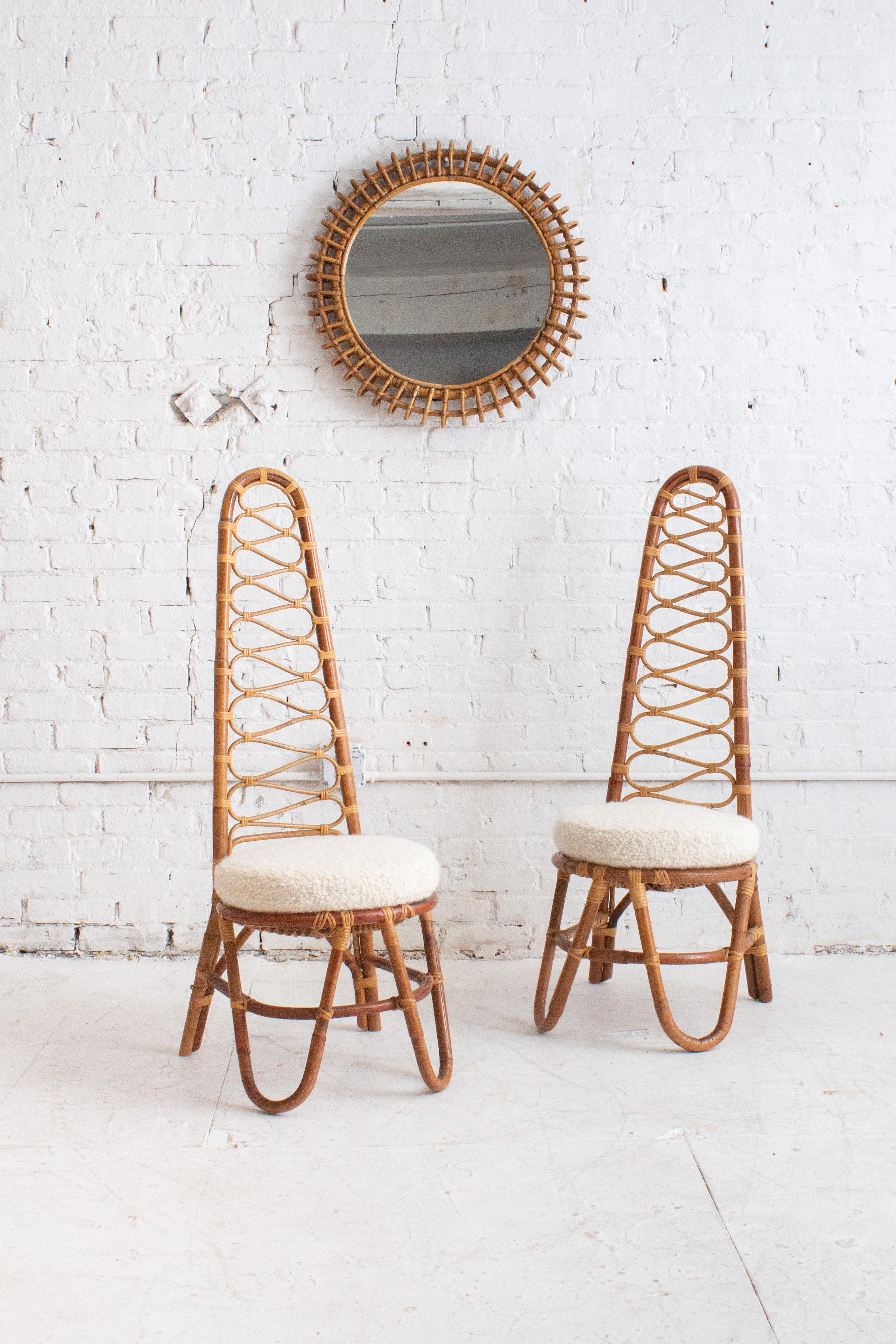 Rattan High Back Chairs - a Pair 9