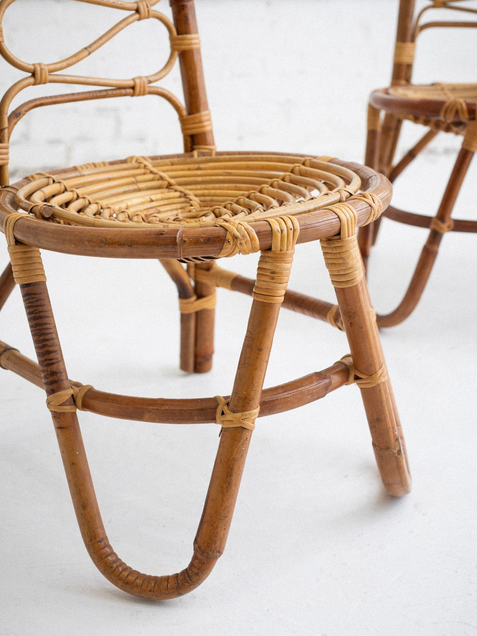 20th Century Rattan High Back Chairs - a Pair