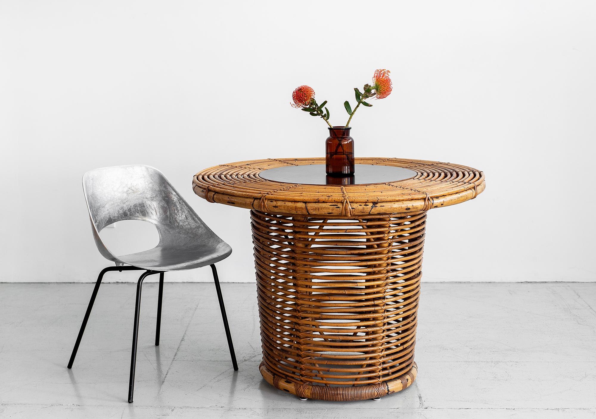 Mid-Century Modern Bonacina Rattan Table