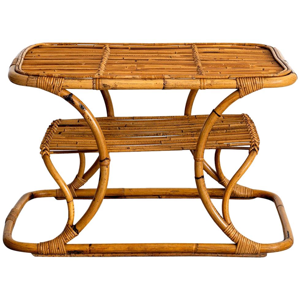 Vintage Italian Rattan Coffee Table