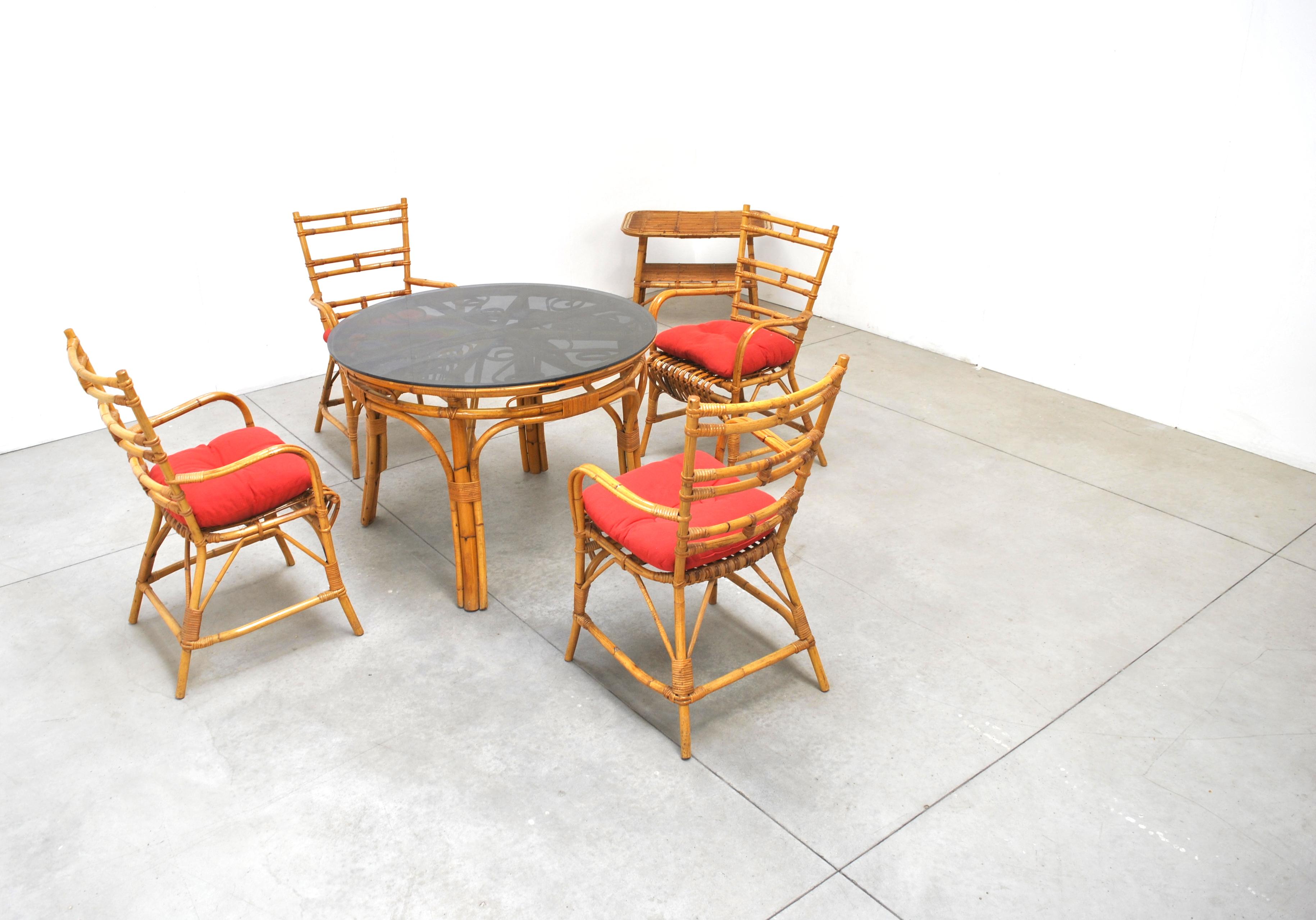 Mesa de comedor italiana de mediados de siglo, años 60 Bambú en venta