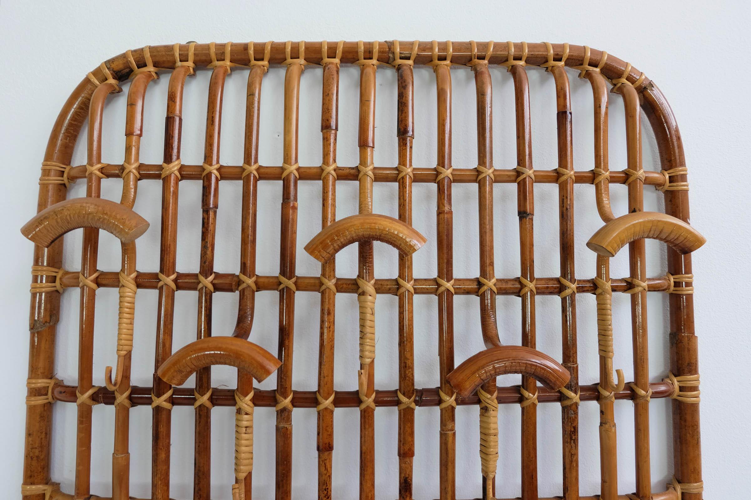 Mid-Century Modern Bonacina, Stylish Bamboo Wall Coat Rack