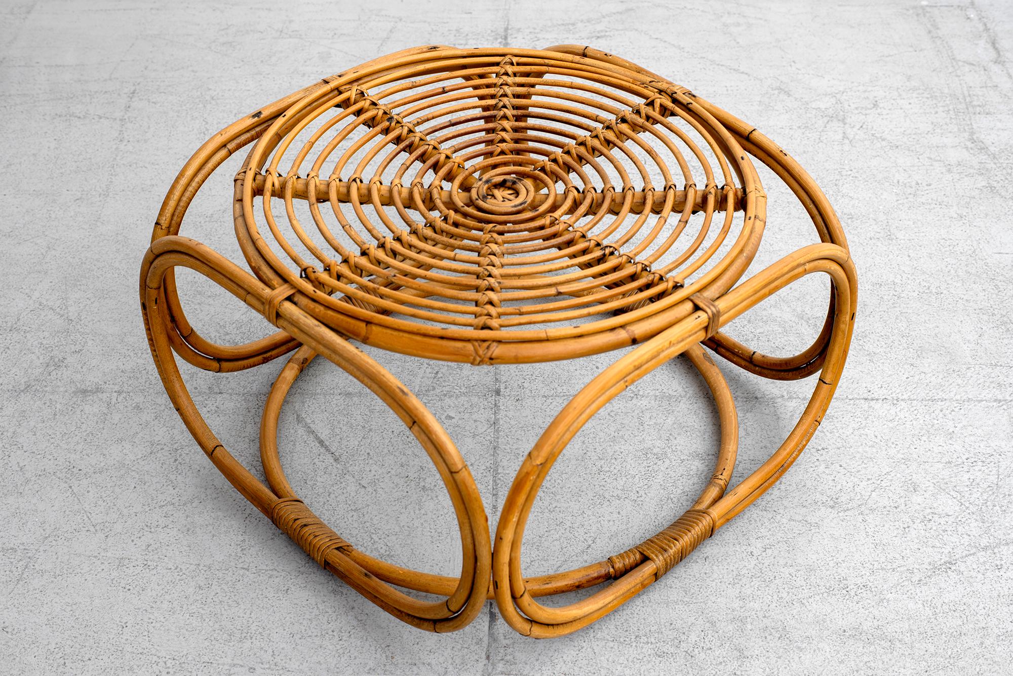 Mid-20th Century Vintage Rattan Italian Table