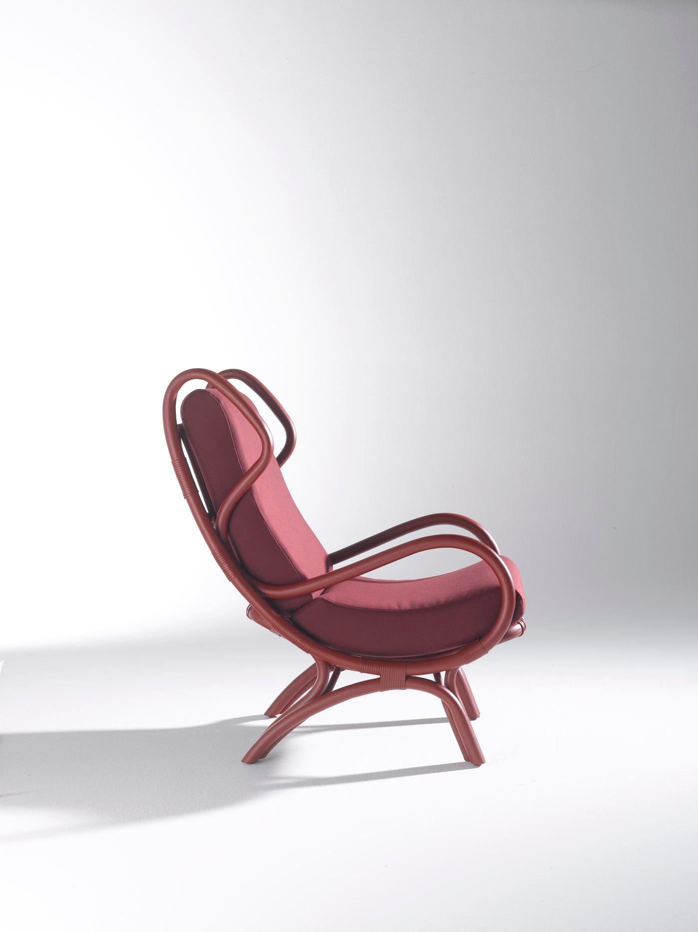 Italian Bonacina1889 Continuum Indoor Armchair Rattan, Upholstered, Gio Ponti For Sale