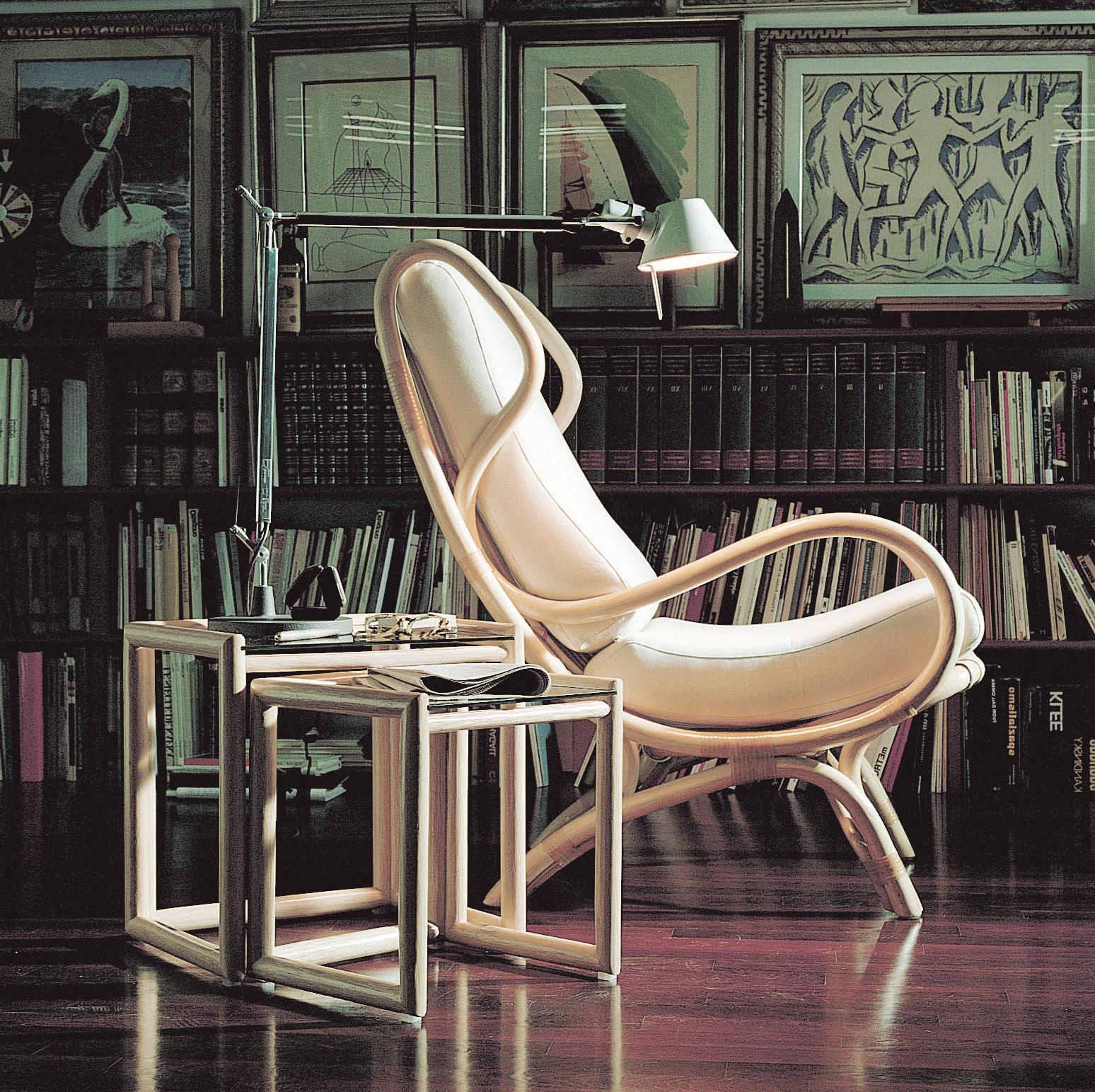 Hand-Woven Bonacina1889 Continuum Indoor Armchair Rattan, Upholstered, Gio Ponti For Sale