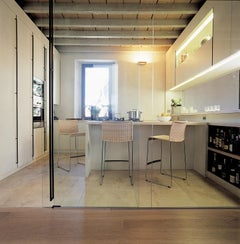 Bonacina1889 S22 Rattan Indoor Stackable Stool 'L', Steel/Aluminium, Tito Agnoli