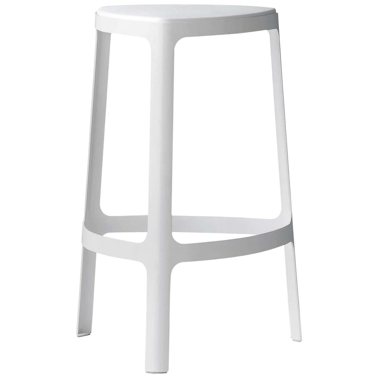 Bonaldo Clip Stool in White Painted Steel by Gino Carollo For Sale