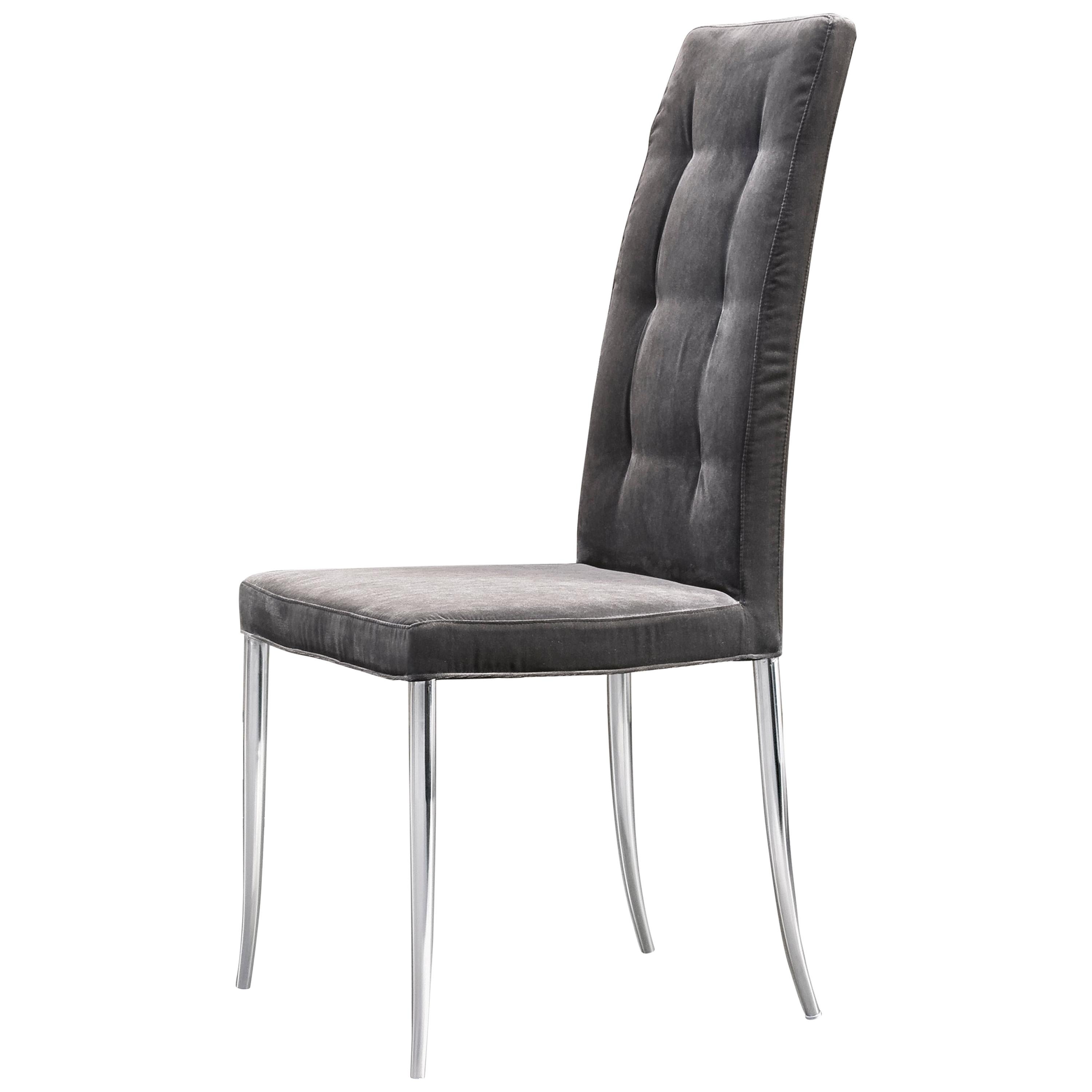 Bonaldo Ivana Chair in Grey Fabric with Steel Frame For Sale