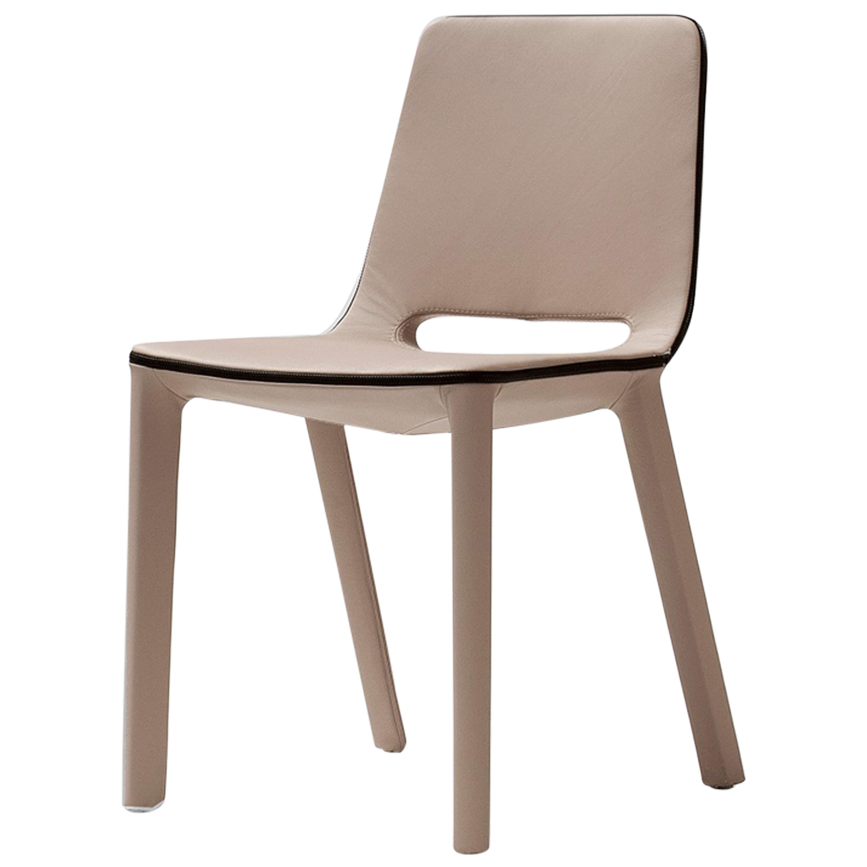 Bonaldo Kamar Chair in Beige Leather by Mauro Lipparini For Sale